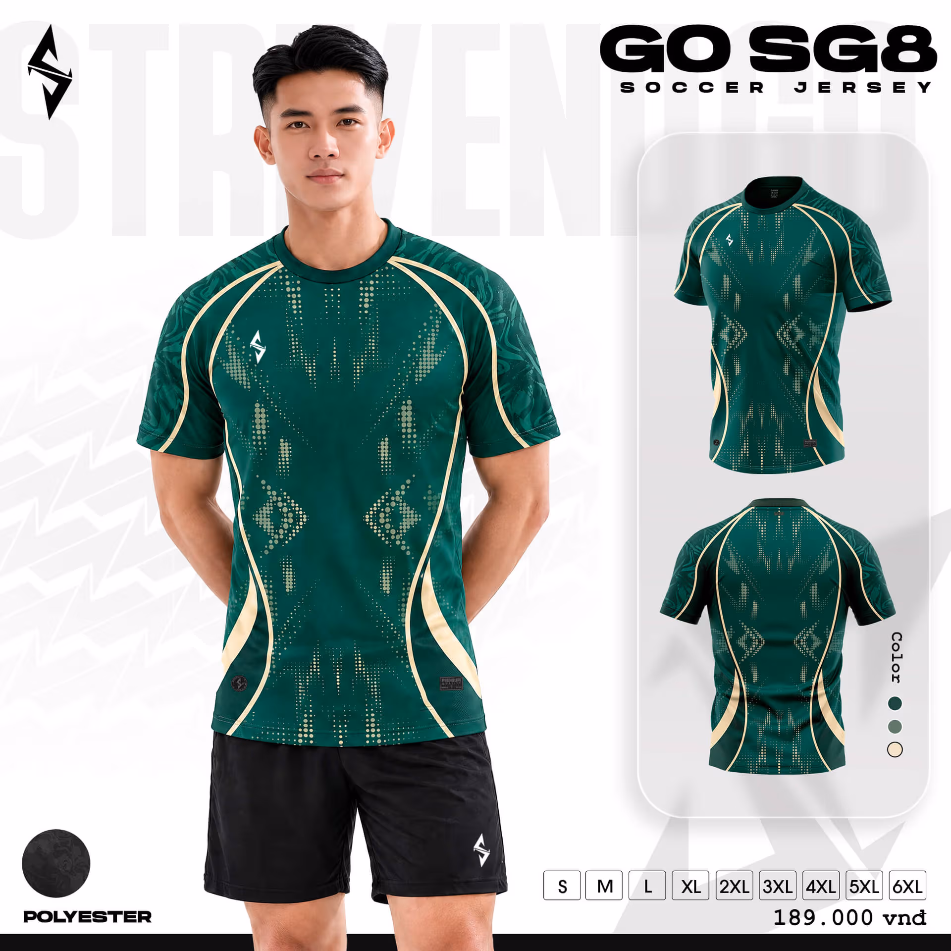 Bộ quần áo bóng đá Strivend Go SG08 Xanh Lá