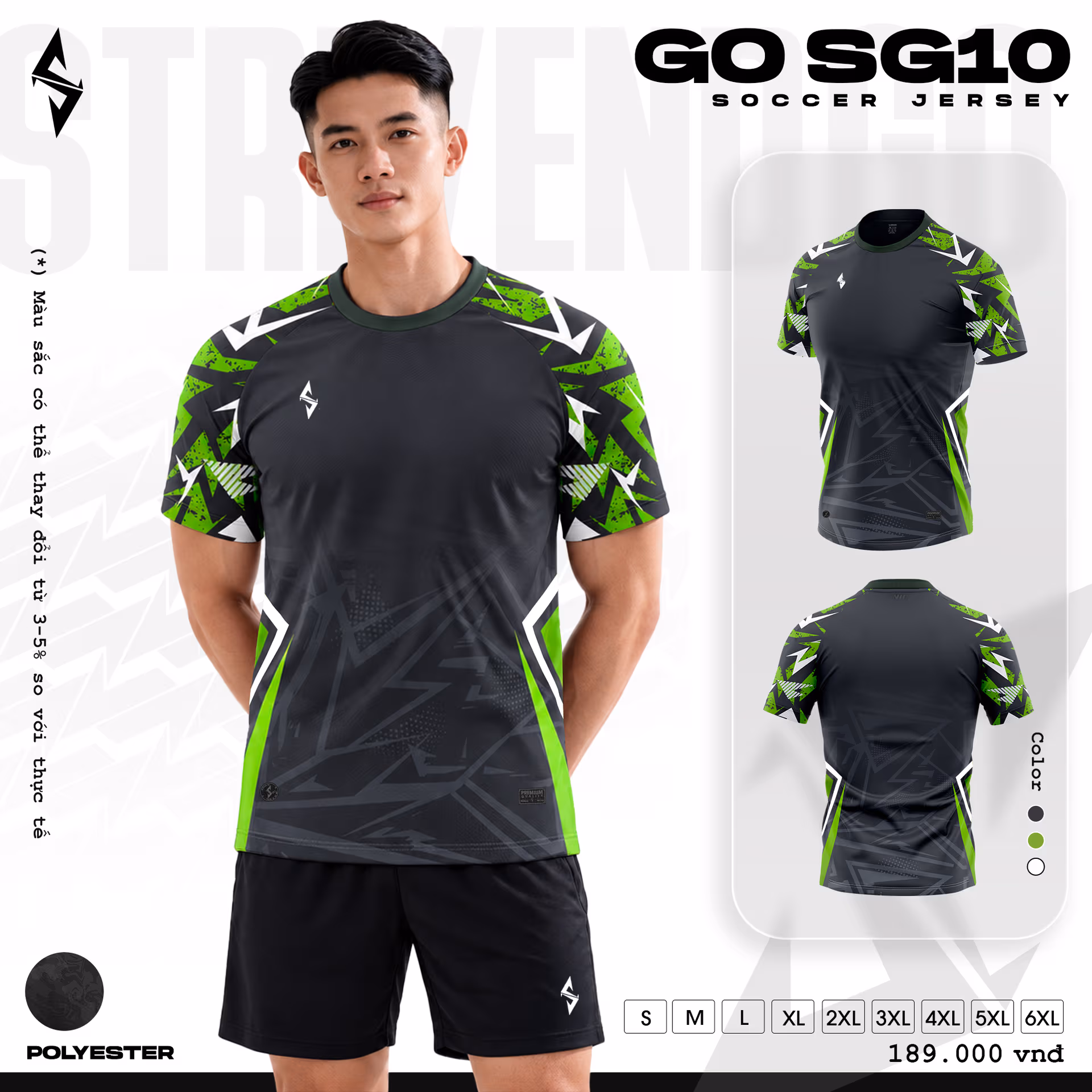 Bộ quần áo bóng đá Strivend Go SG10 Xám