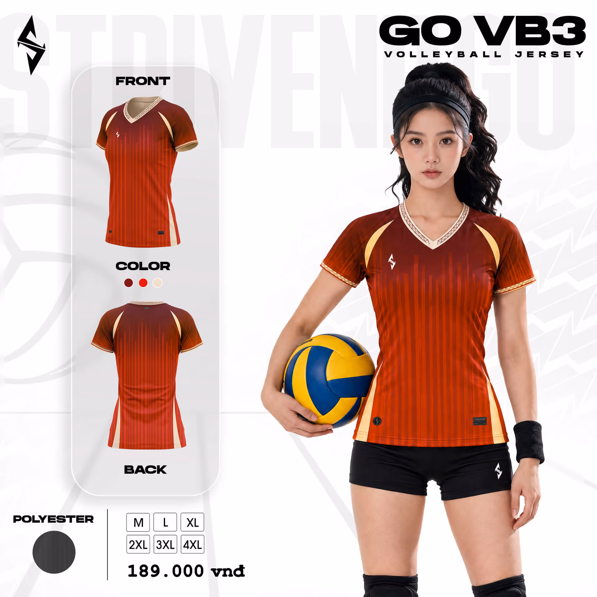 Quần áo bóng chuyền Nữ Strivend GO VB03 Đỏ