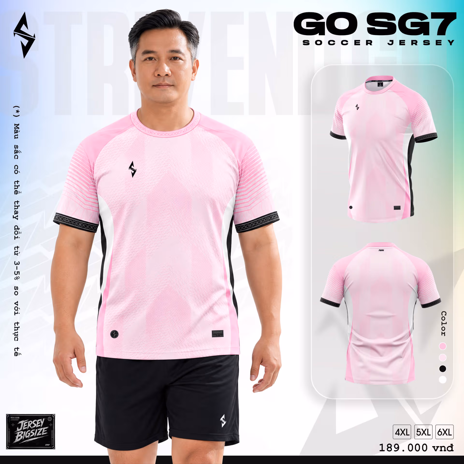 Bộ quần áo bóng đá Strivend Go Big Size SG07 Hồng