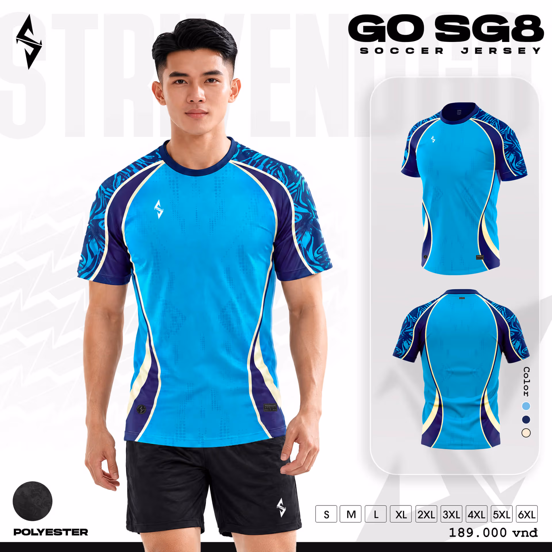 Bộ quần áo bóng đá Strivend Go SG08 Thiên Thanh