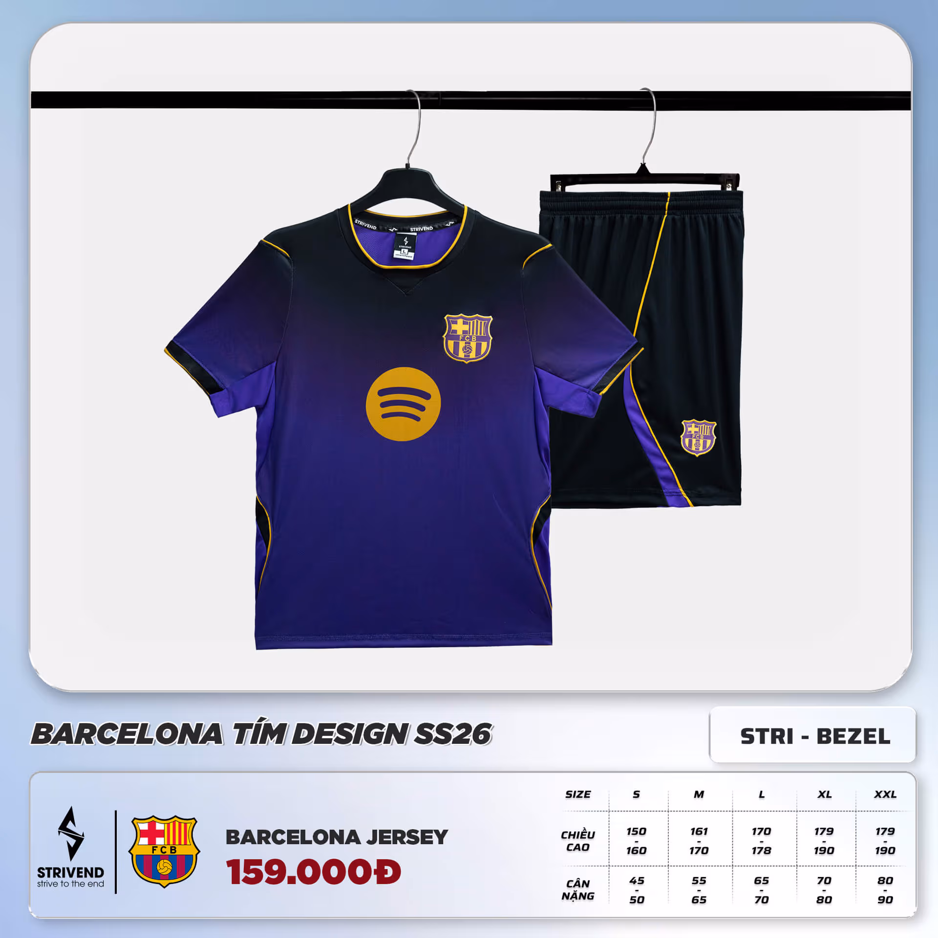 Bộ Quần Áo Bóng Đá Strivend Barcelona Tím Design SS26