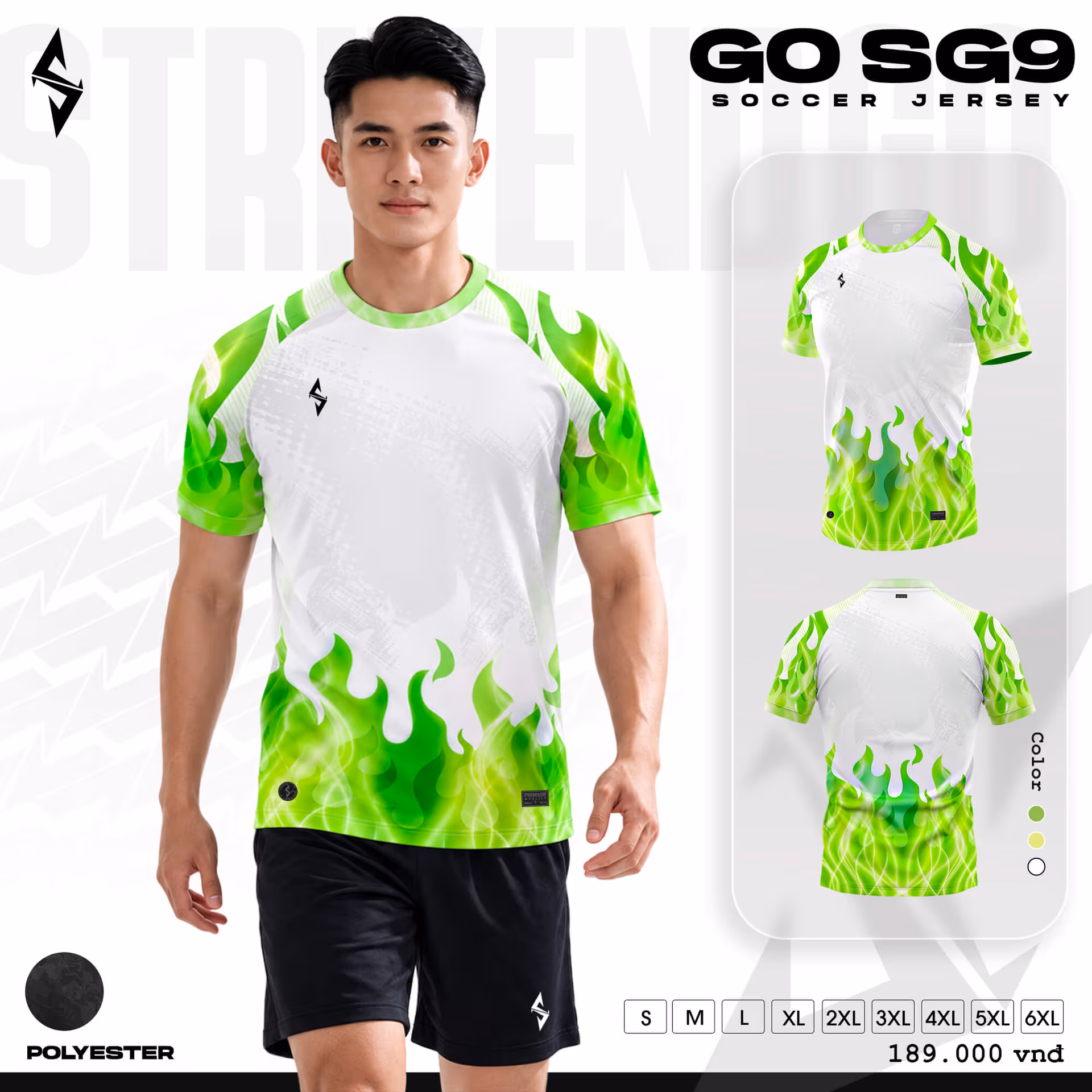 Bộ quần áo bóng đá Strivend Go SG09 Trắng Lá