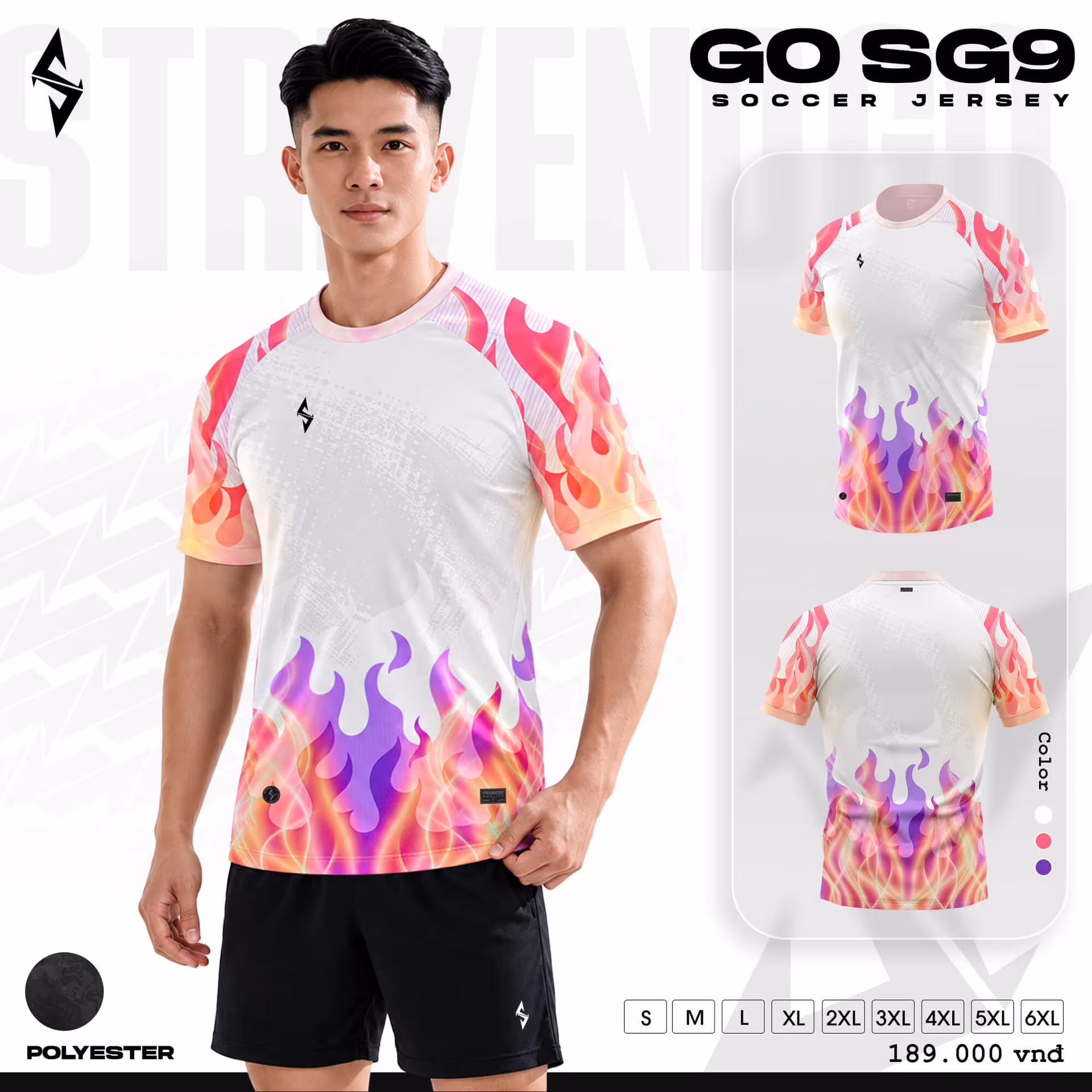 Bộ quần áo bóng đá Strivend Go SG09 Trắng Hồng