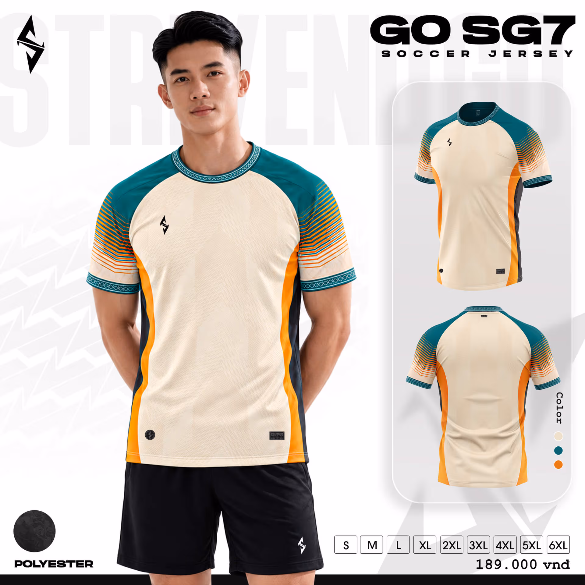 Bộ quần áo bóng đá Strivend Go SG07 Kem
