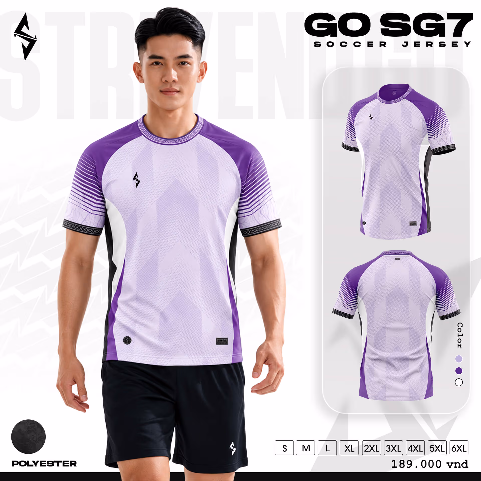 Bộ quần áo bóng đá Strivend Go SG07 Tím