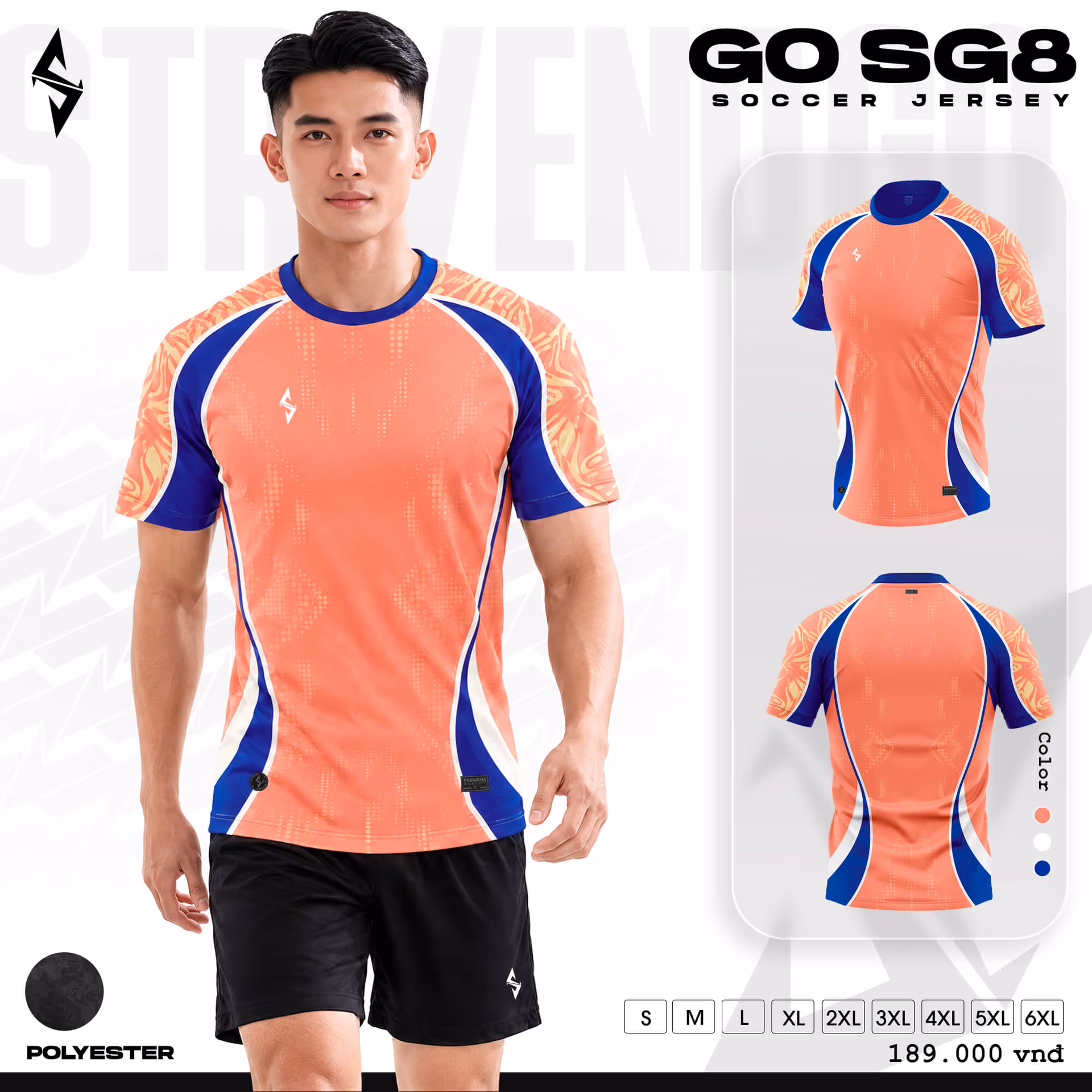 Bộ quần áo bóng đá Strivend Go SG08 Cam San Hô