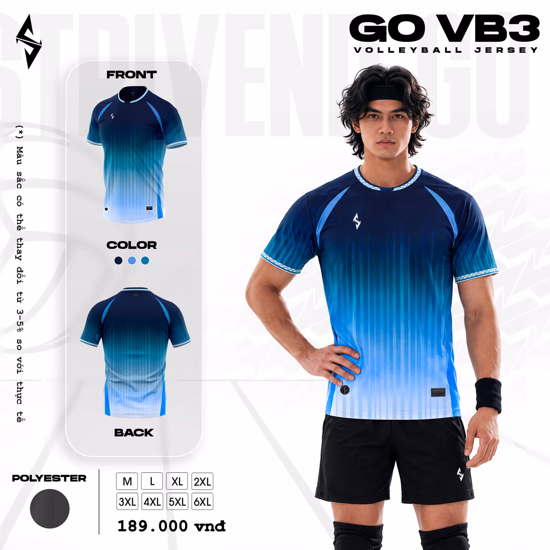 Quần áo bóng chuyền Nam Strivend GO VB03 Xanh Đen