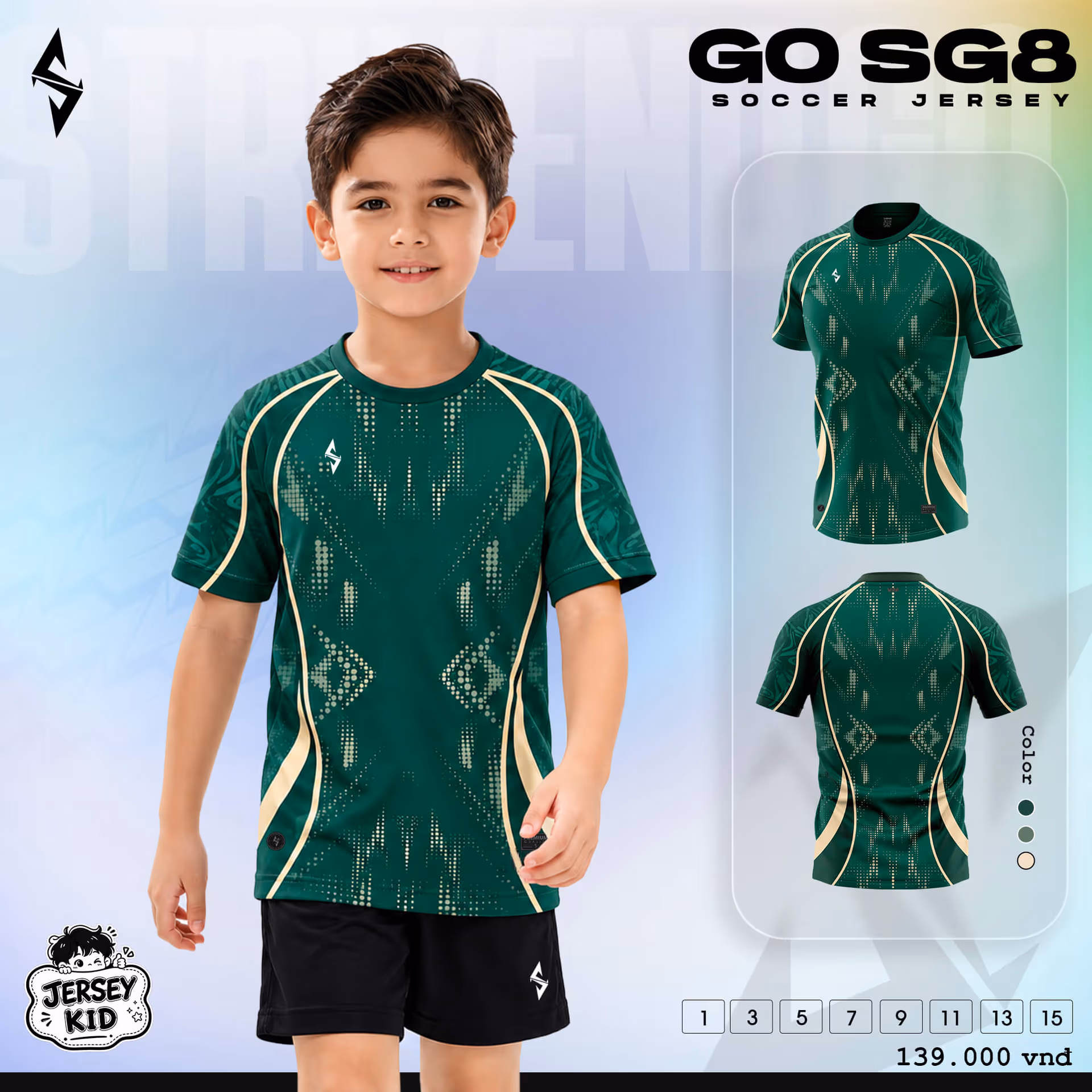 Bộ quần áo bóng đá Strivend Go SG08 Xanh Lá