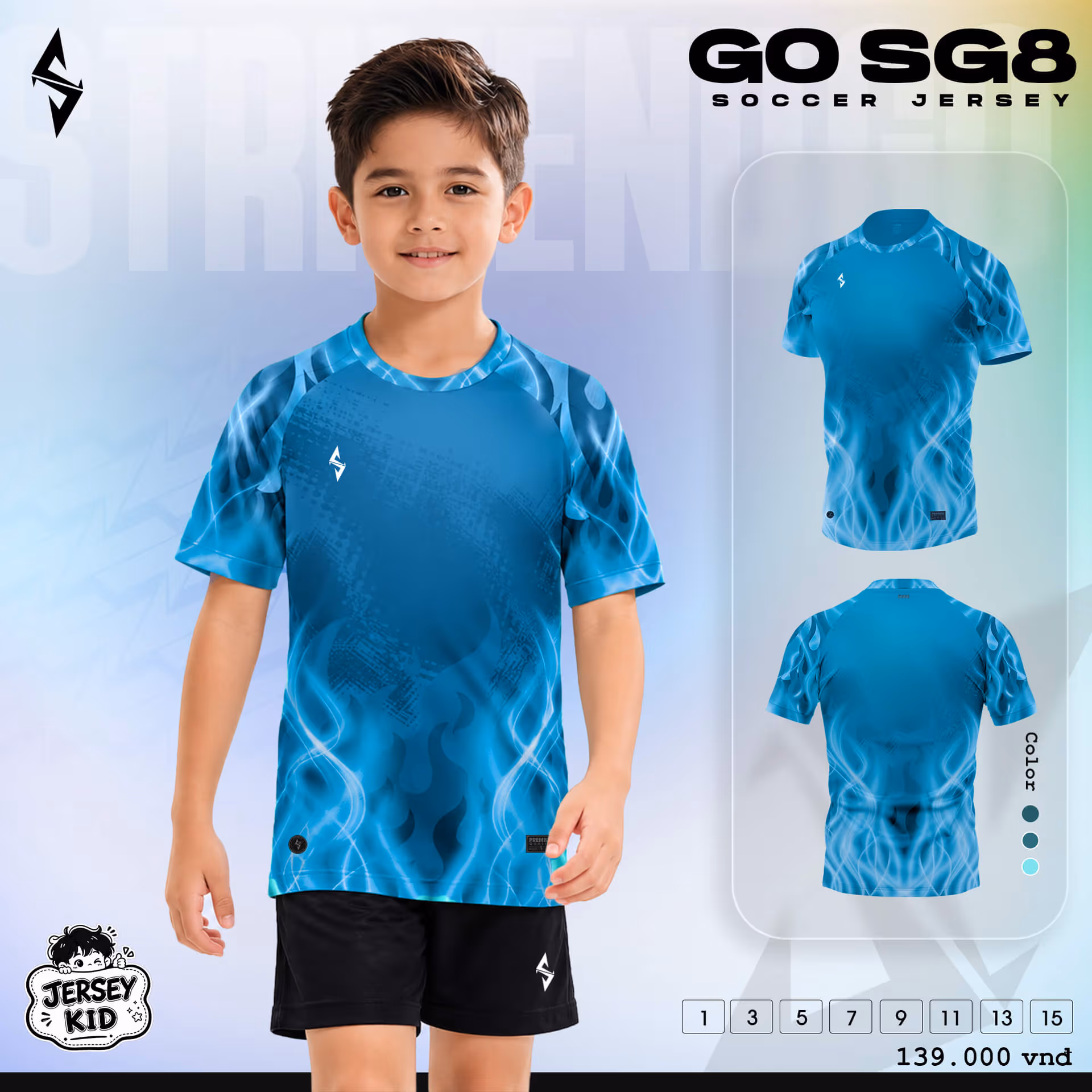 Bộ quần áo bóng đá trẻ em Strivend Go Kid SG09 Lông Công