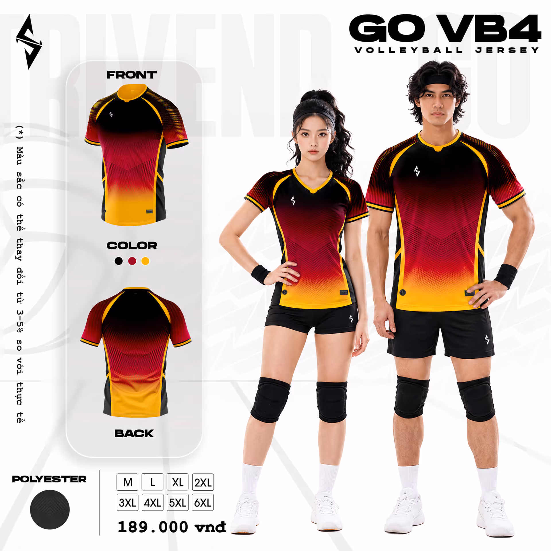 Quần áo bóng chuyền Nam Strivend GO VB04 Đen Đỏ