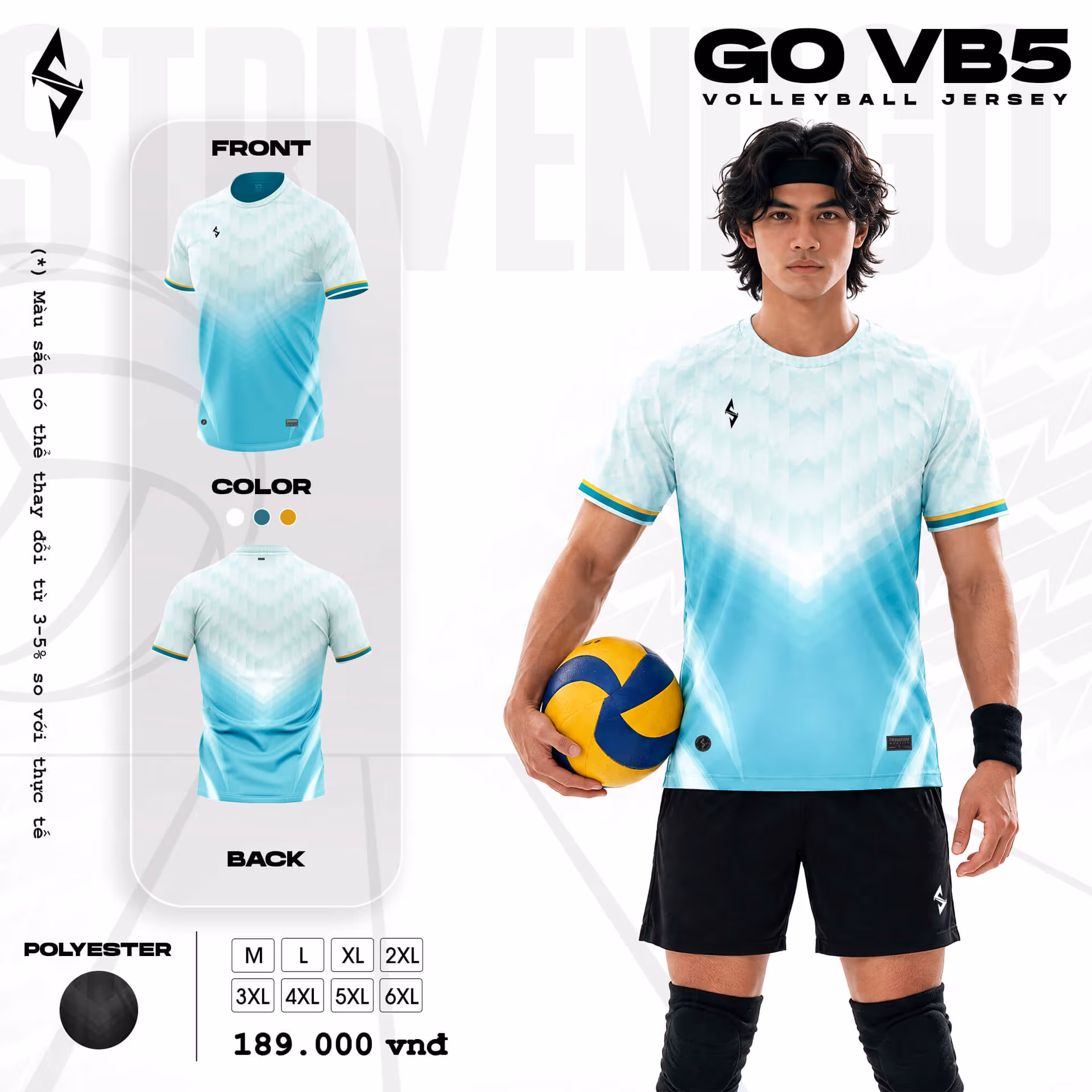 Quần áo bóng chuyền Nam Strivend GO VB05 Thiên Thanh