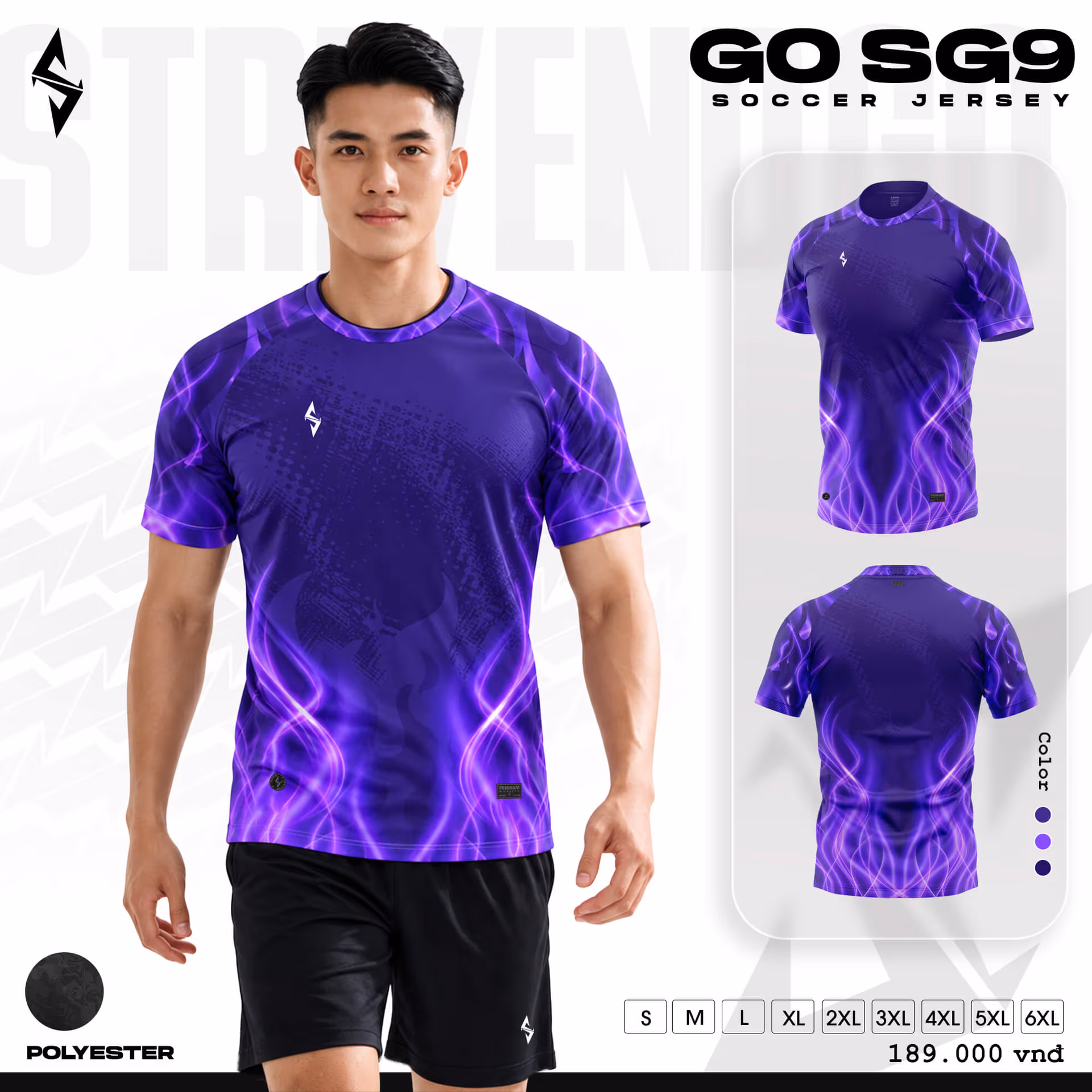 Bộ quần áo bóng đá Strivend Go SG09 Tím