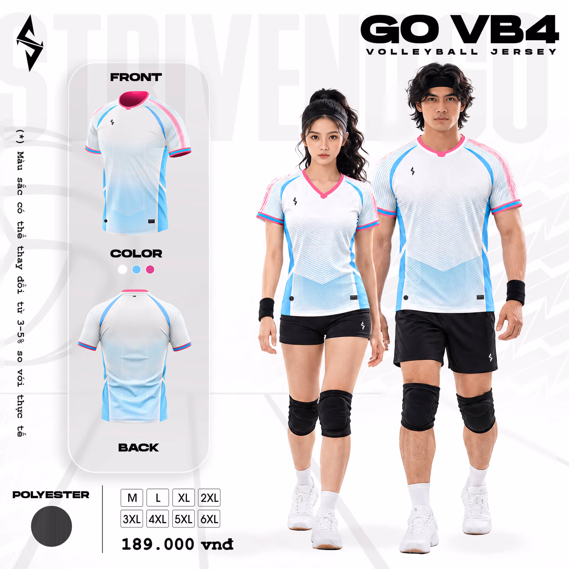 Quần áo bóng chuyền Nữ Strivend GO VB04 Trắng