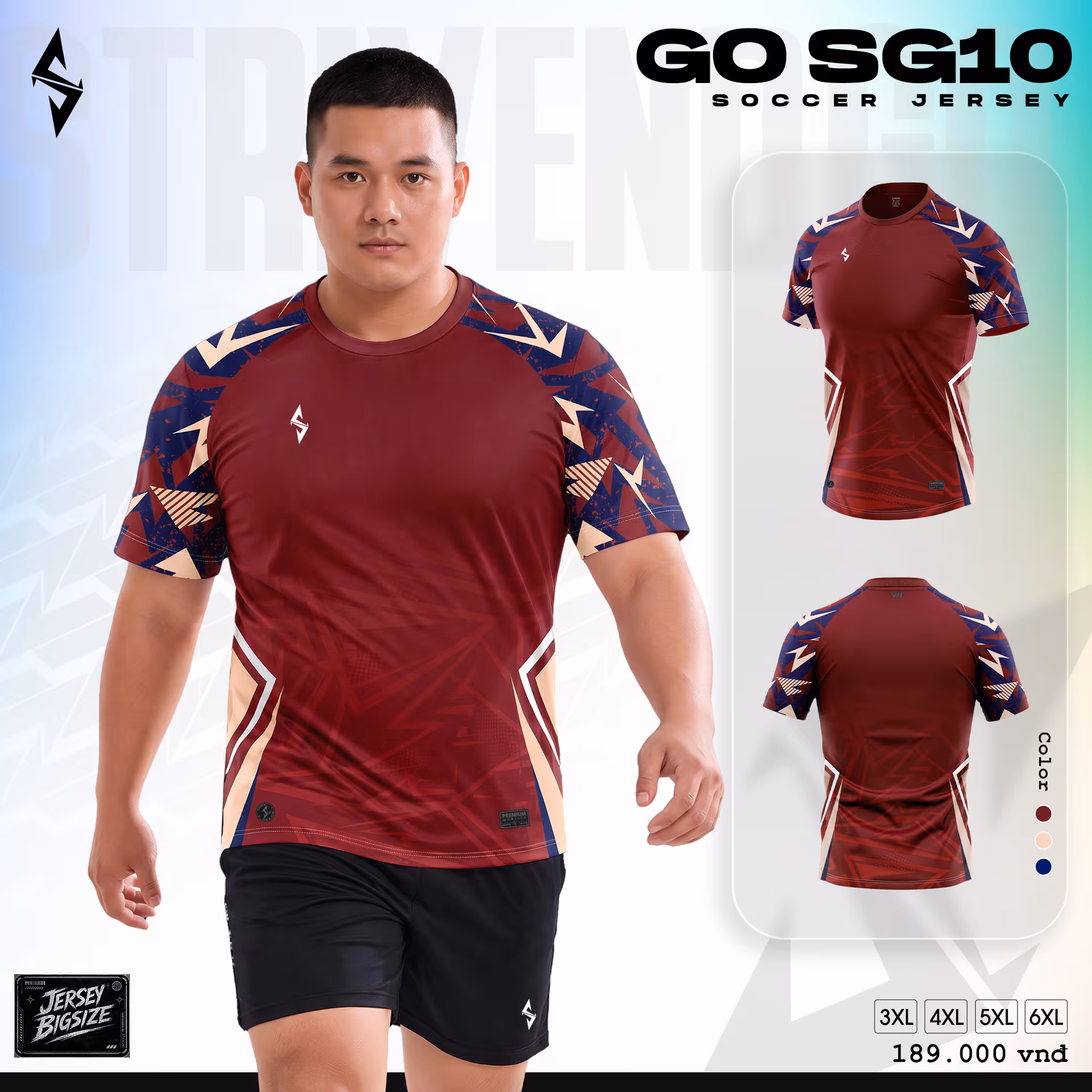 Bộ quần áo bóng đá Strivend Go Big Size SG10 Đỏ