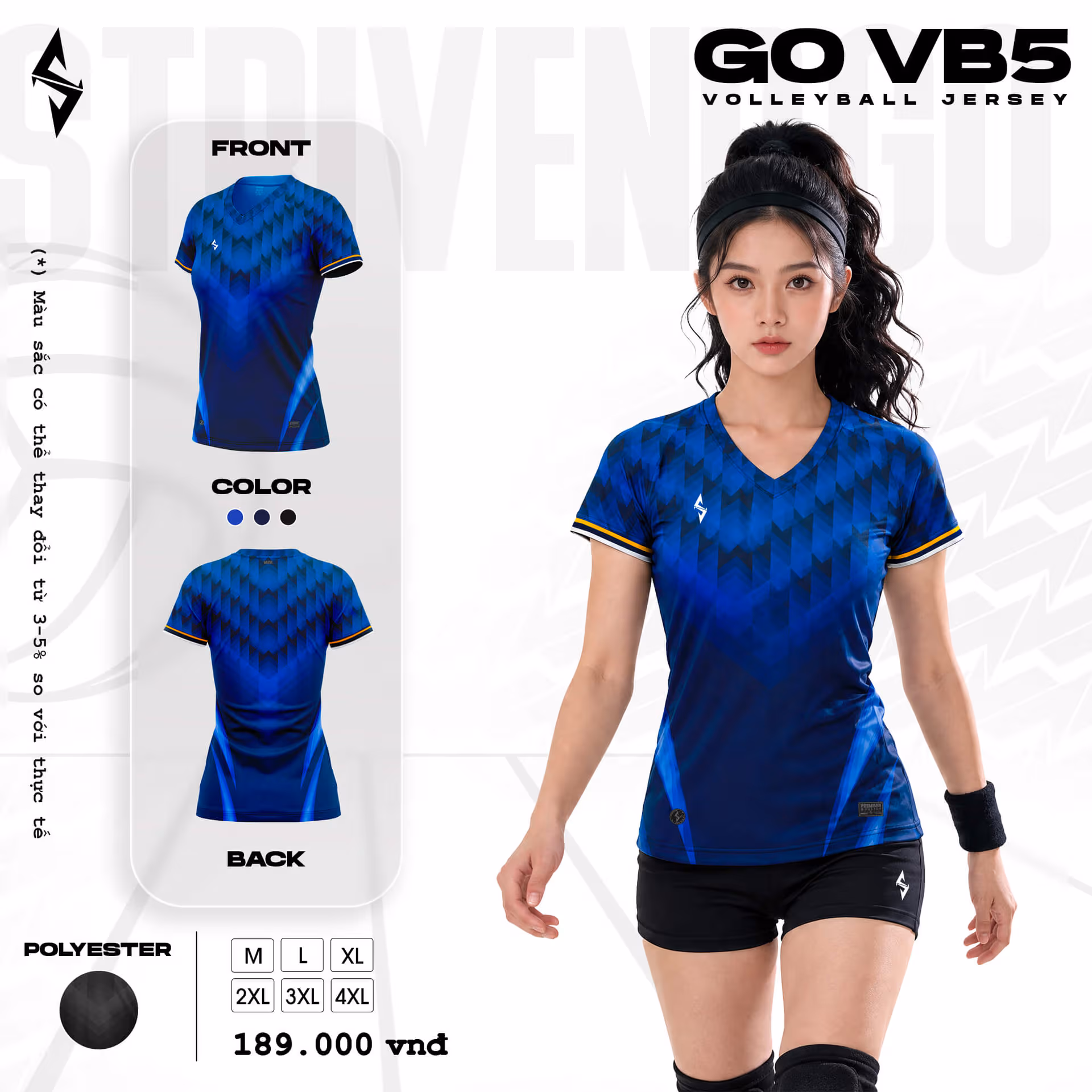 Quần áo bóng chuyền Nữ Strivend GO VB05 Xanh Navy