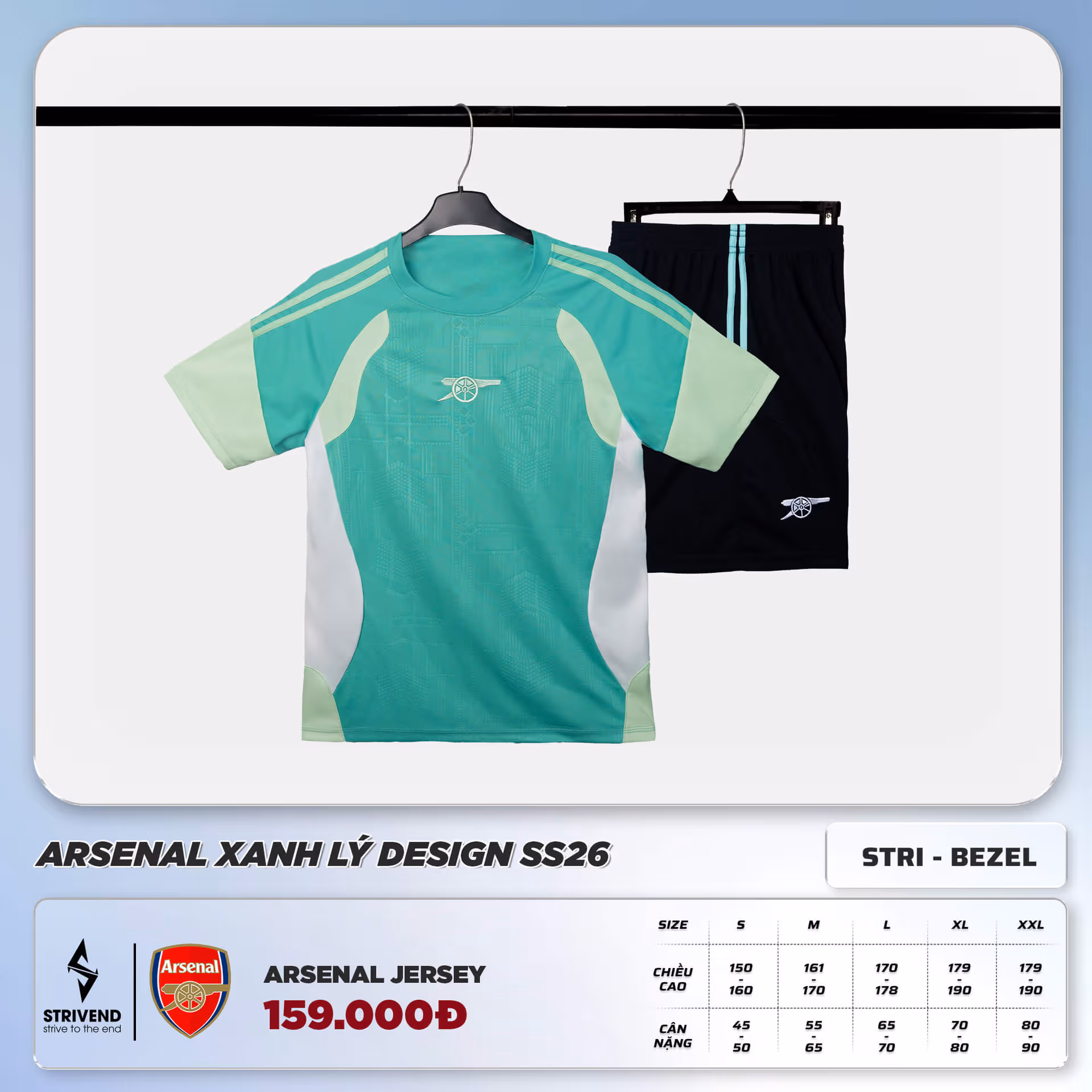 Bộ Quần Áo Bóng Đá Strivend Arsenal Lý Design SS26