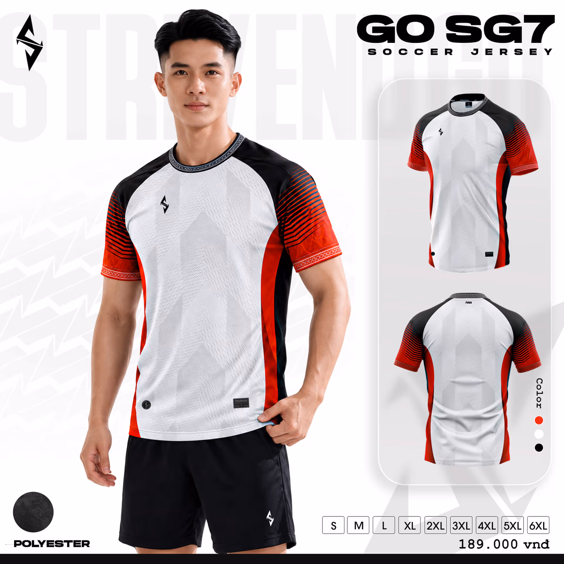 Bộ quần áo bóng đá Strivend Go SG07 Trắng Đỏ