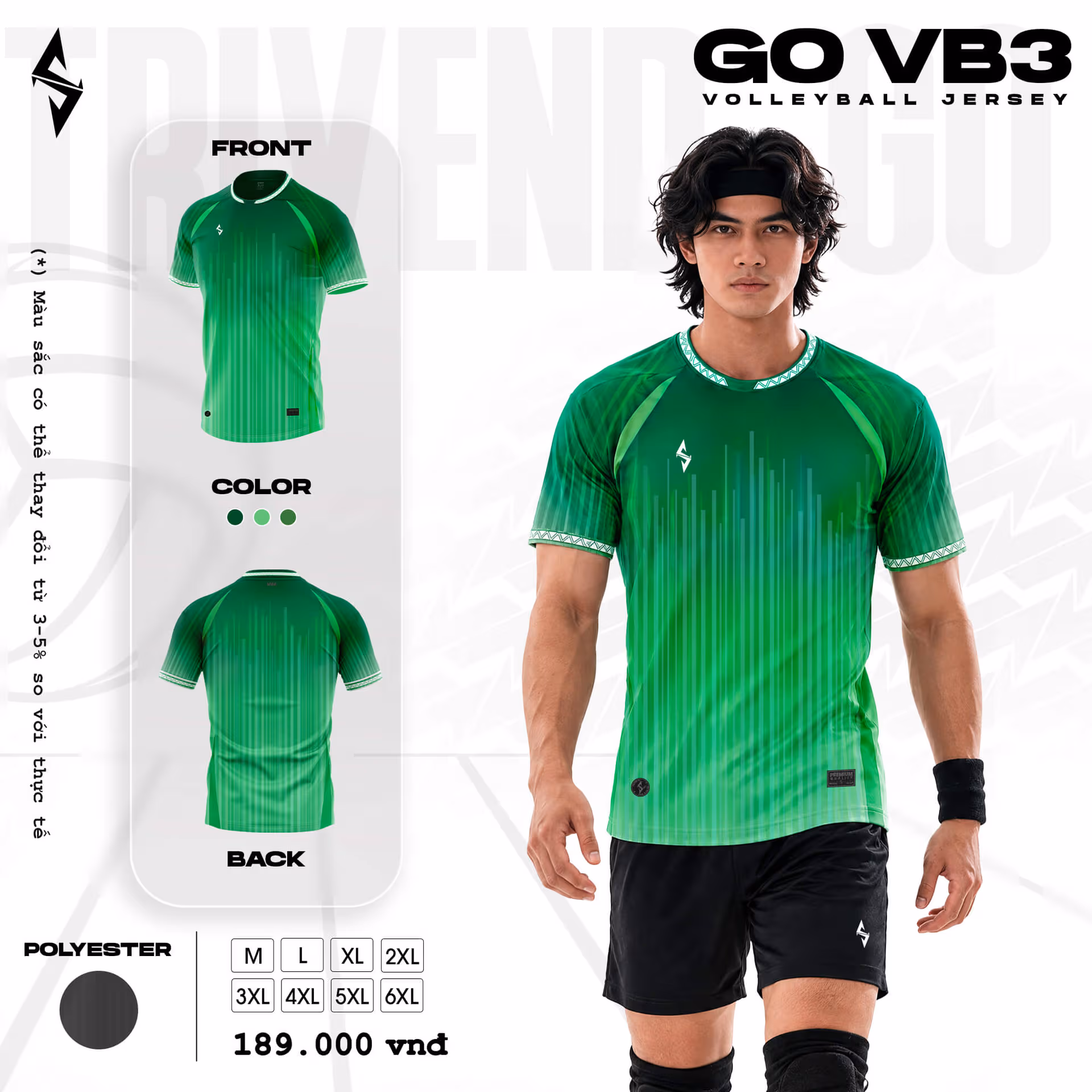 Quần áo bóng chuyền Nam Strivend GO VB03 Xanh Lá