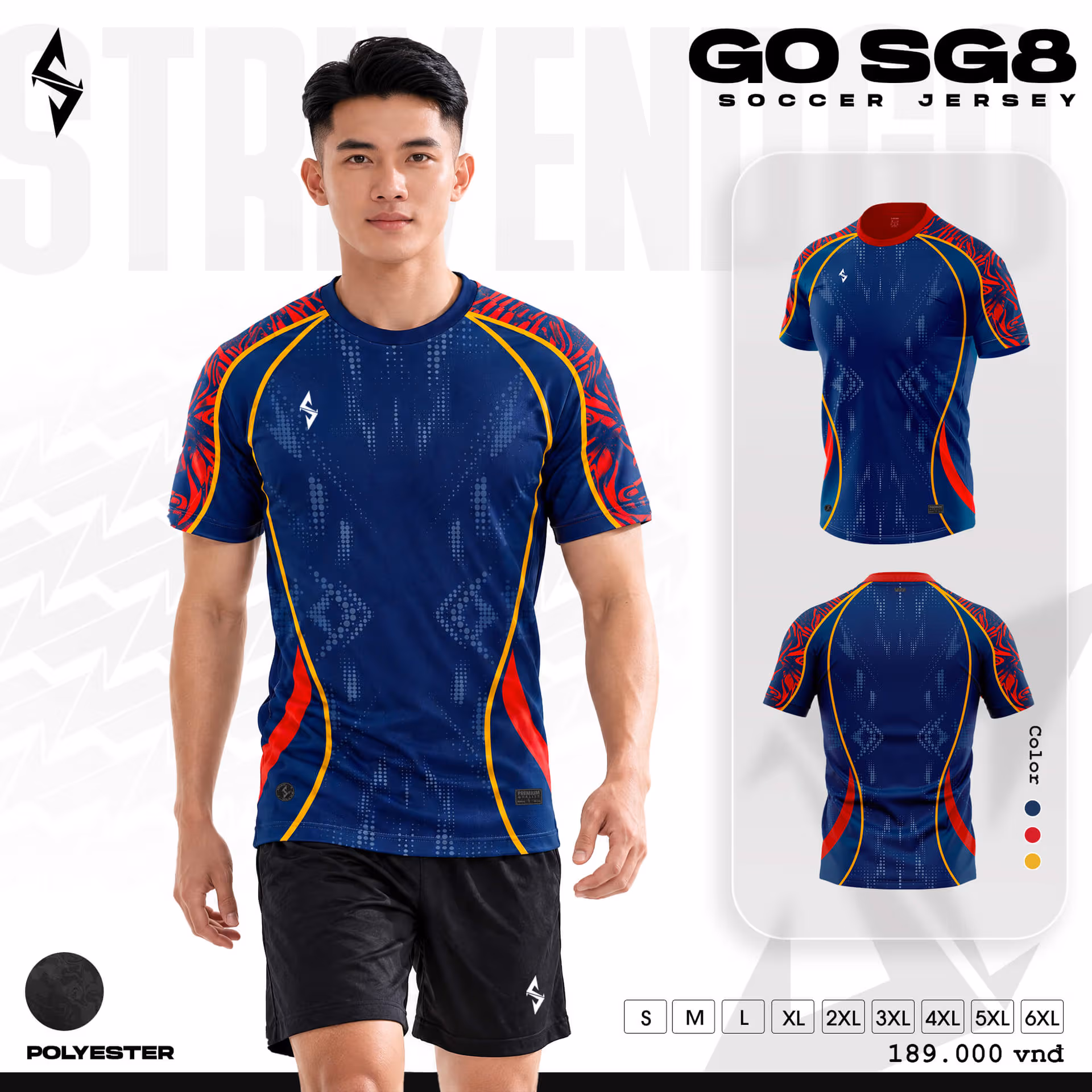 Bộ quần áo bóng đá Strivend Go SG08 Xanh Navy