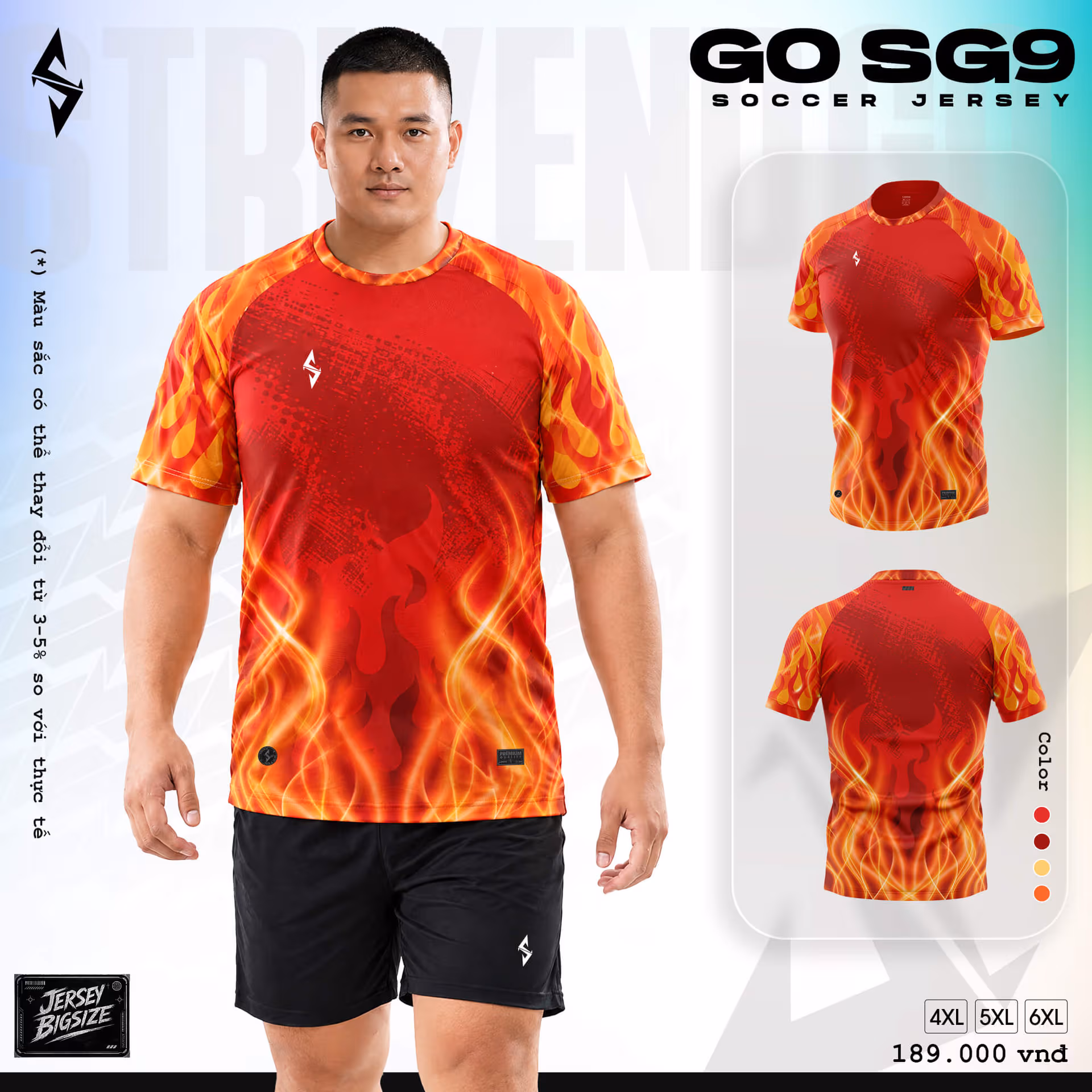 Bộ quần áo bóng đá Strivend Go Big Size SG09 Đỏ