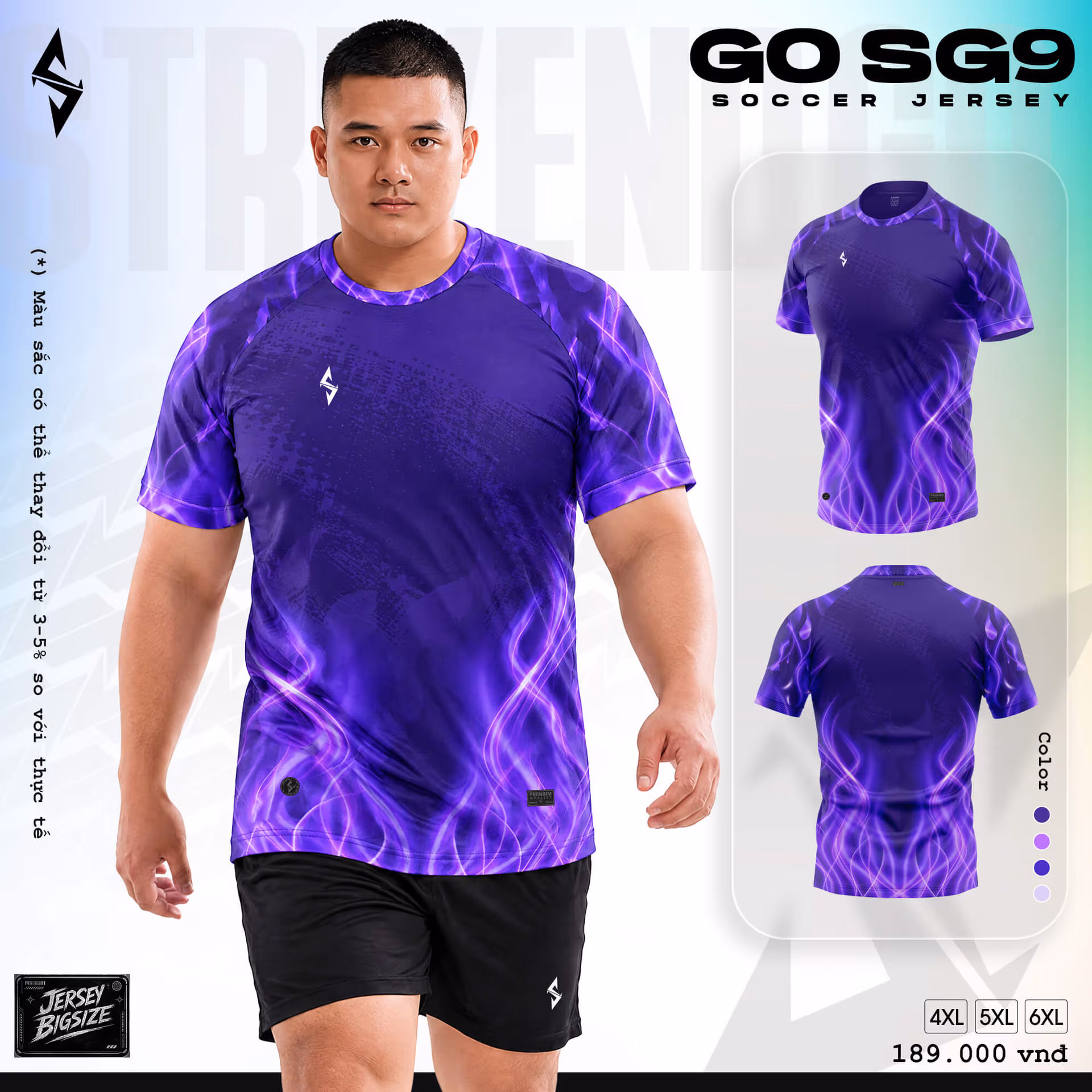 Bộ quần áo bóng đá Strivend Go Big Size SG09 Tím