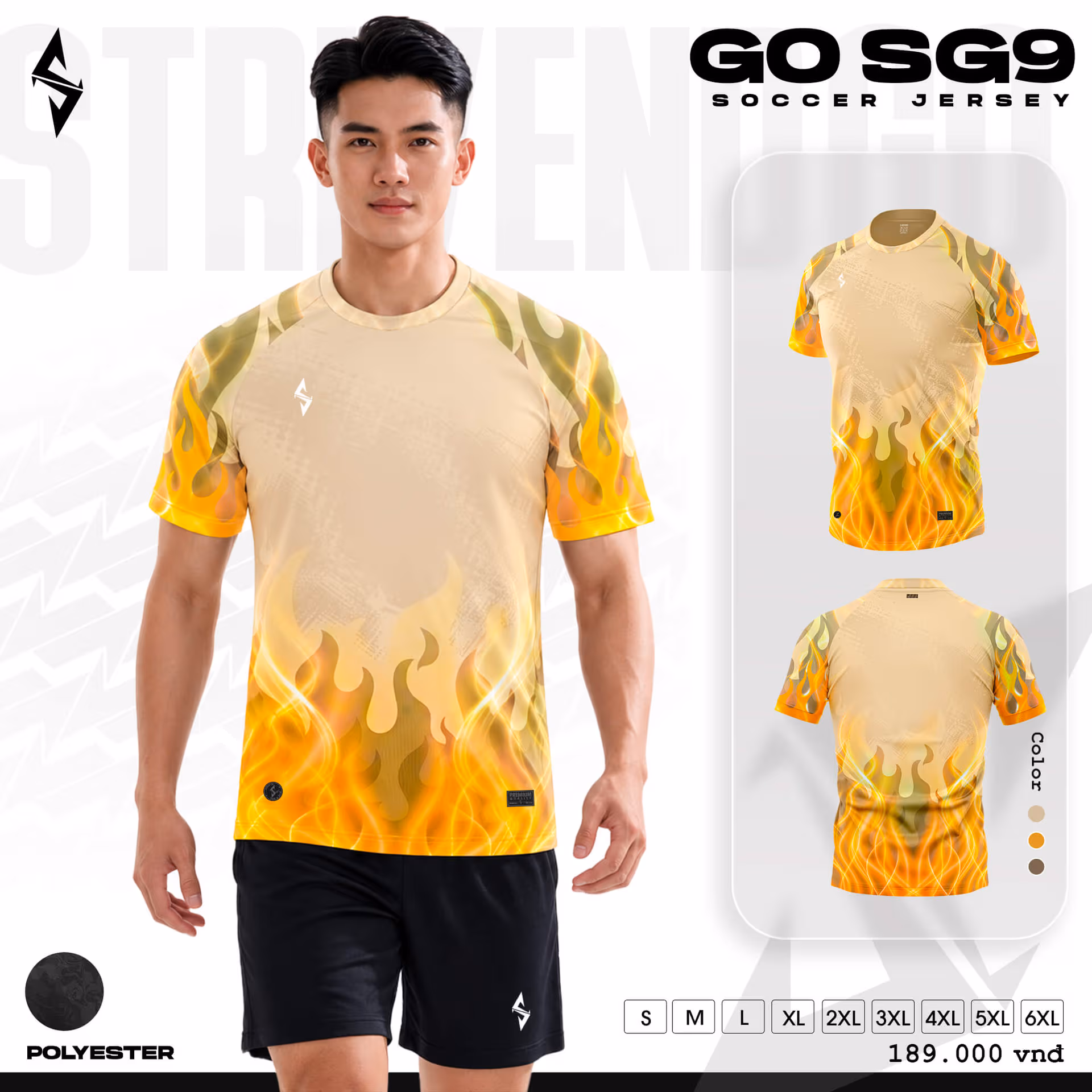 Bộ quần áo bóng đá Strivend Go SG09 Vàng