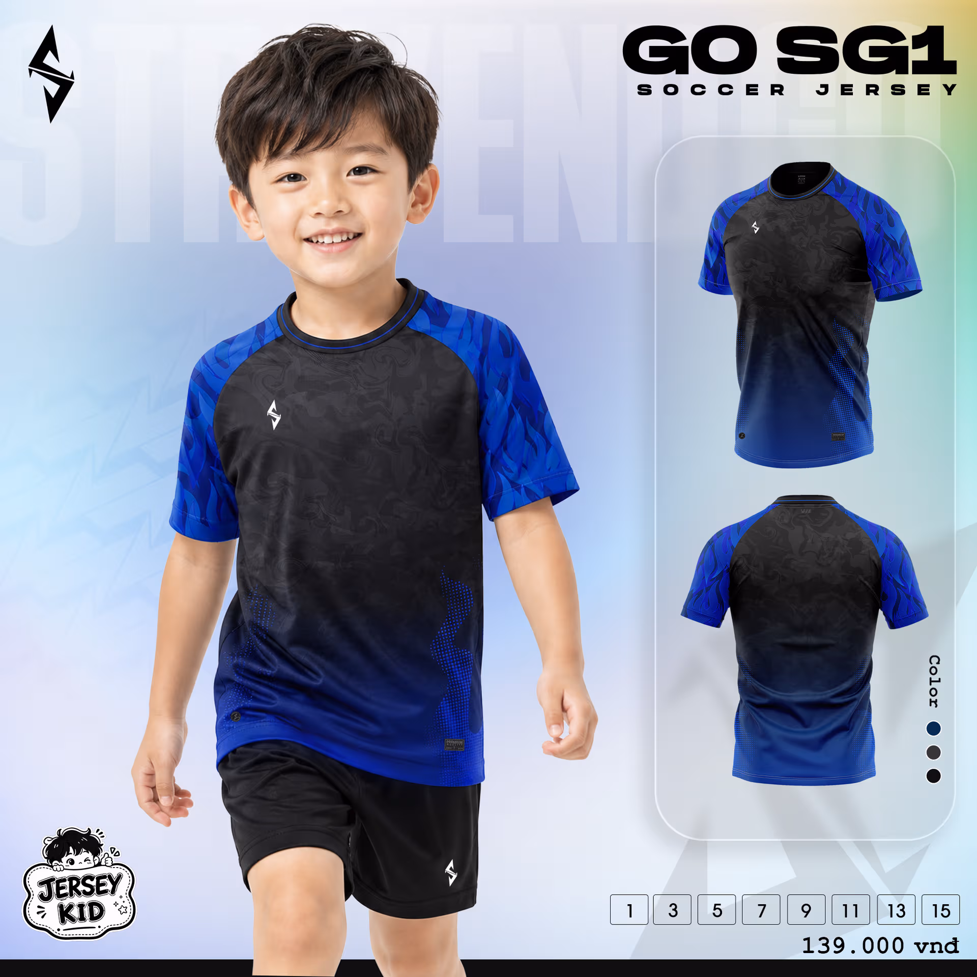 Quấn áo bóng đá trẻ em Strivend Go Kid SG01 Xanh Bích