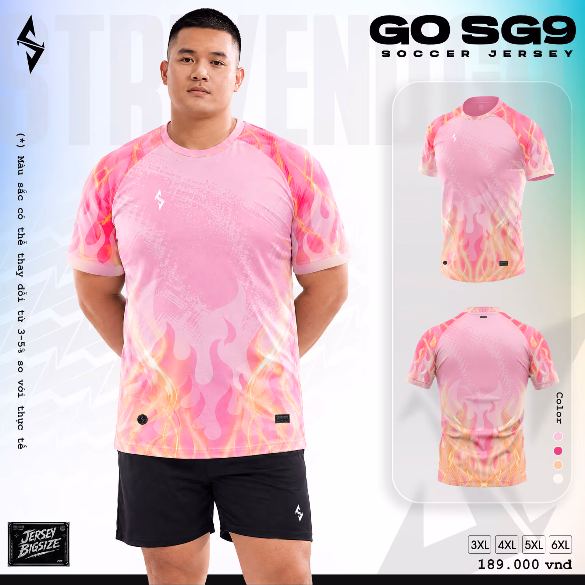 Bộ quần áo bóng đá Strivend Go Big Size SG09 Hồng