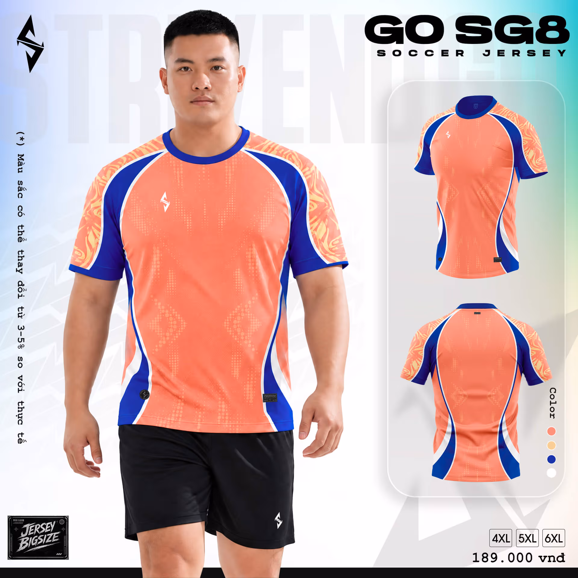 Bộ quần áo bóng đá Strivend Go SG08 Cam San Hô