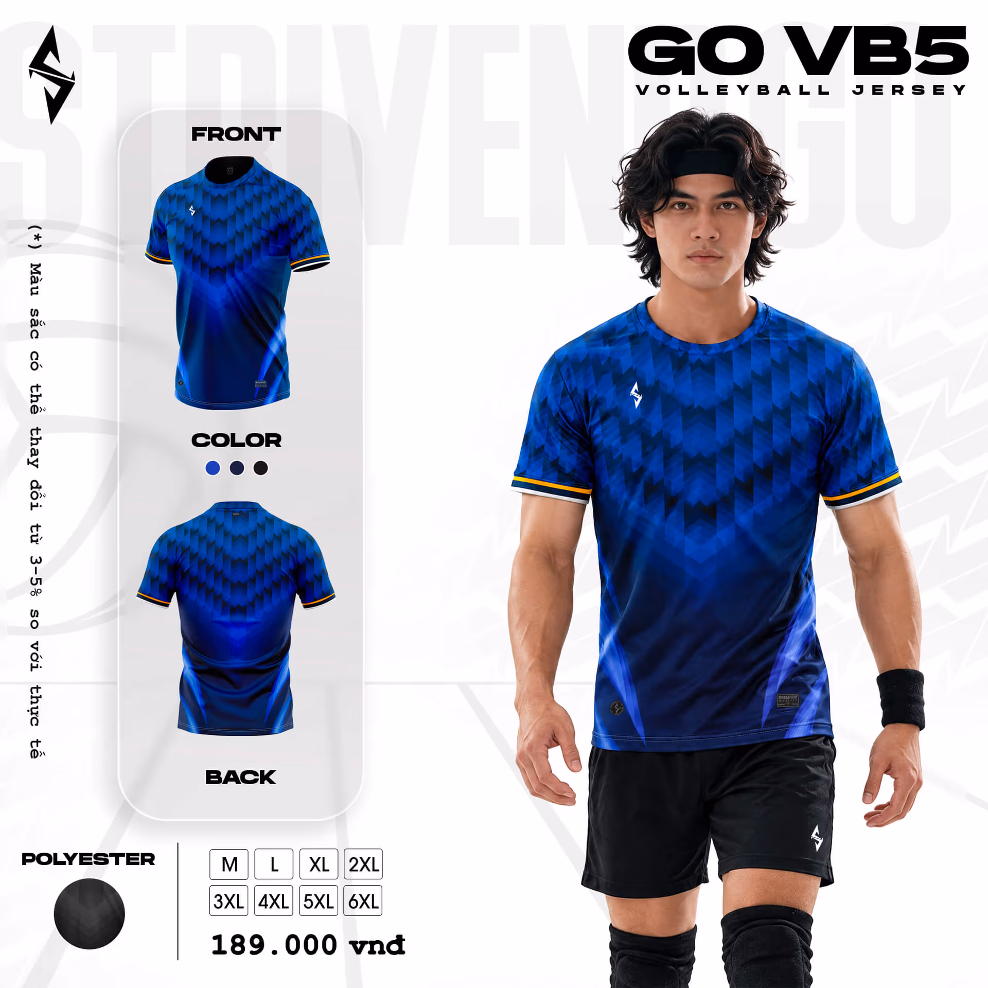 Quần áo bóng chuyền Nam Strivend GO VB05 Xanh Navy
