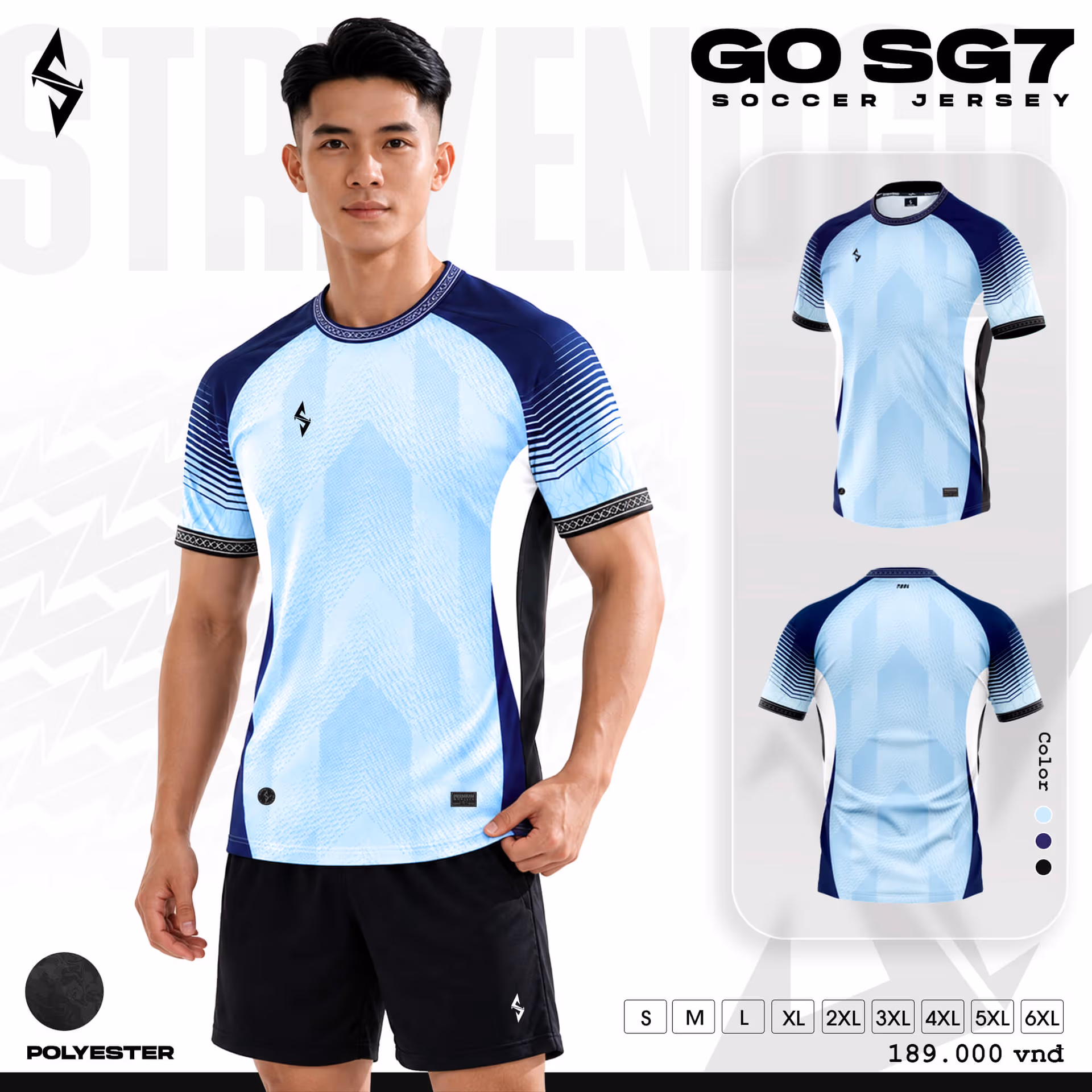 Bộ quần áo bóng đá Strivend Go SG07 Xanh Biển