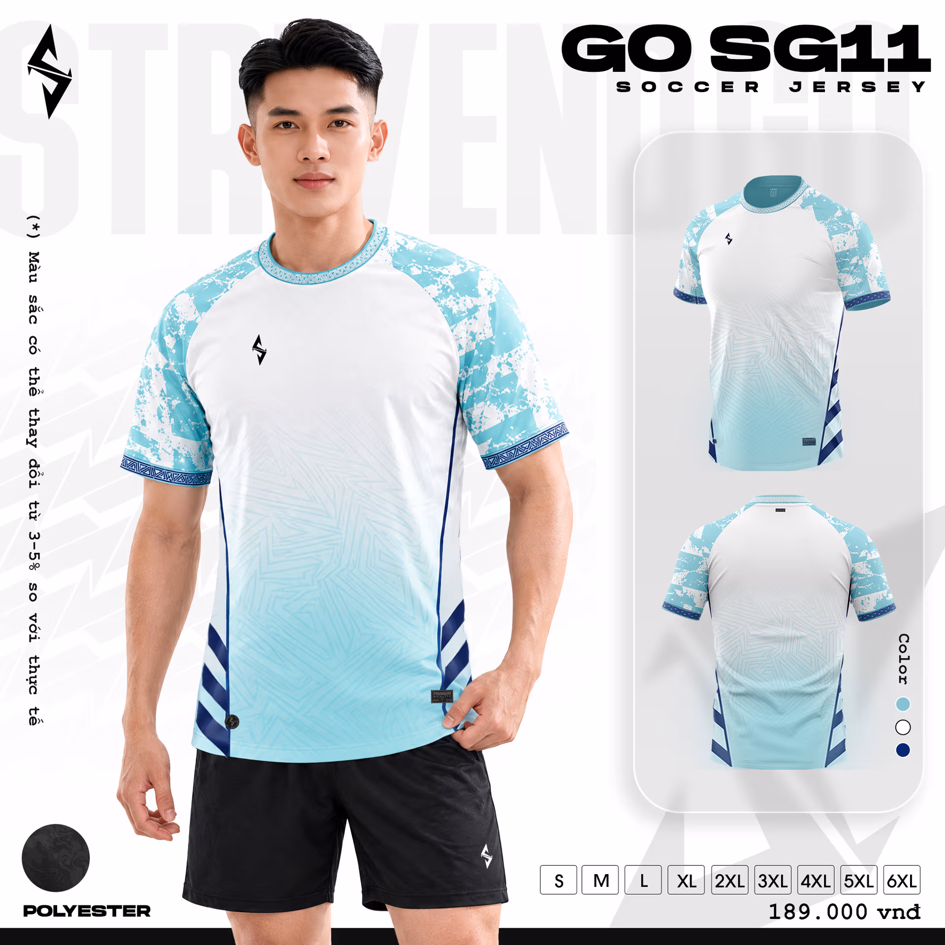 Bộ quần áo bóng đá Strivend Go SG11 Thiên Thanh