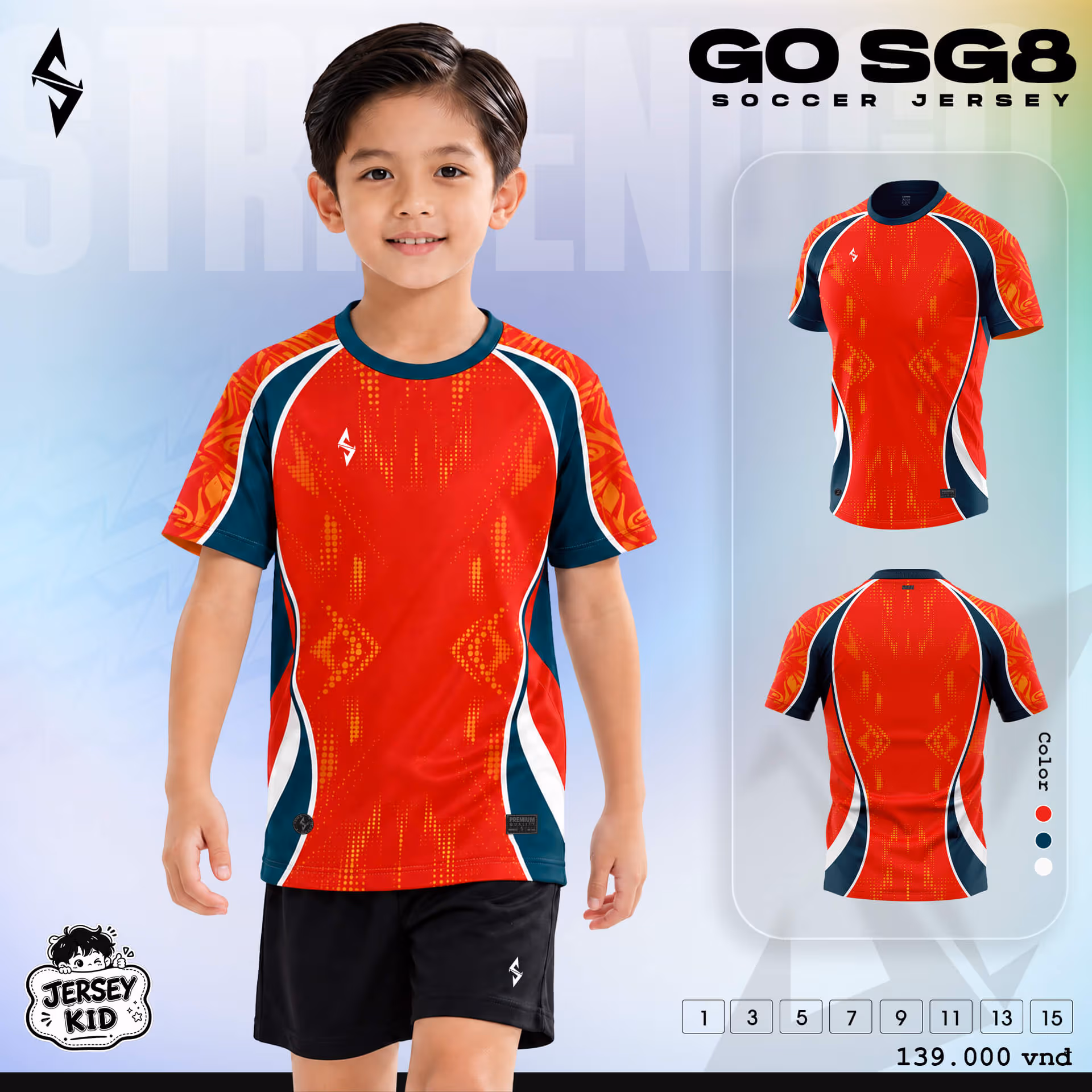 Bộ quần áo bóng đá trẻ em Strivend Go Kid SG08 Đỏ
