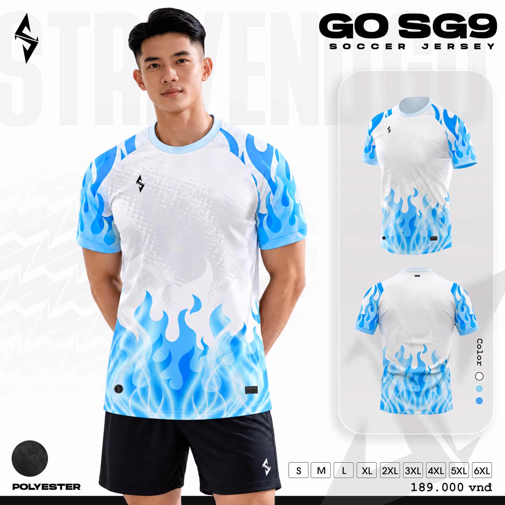 Bộ quần áo bóng đá Strivend Go SG09 Trắng Biển