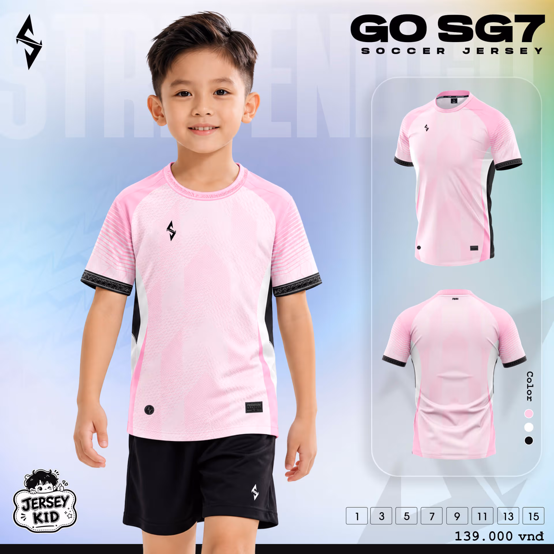Bộ quần áo bóng đá trẻ em Strivend Go Kid SG07 Hồng