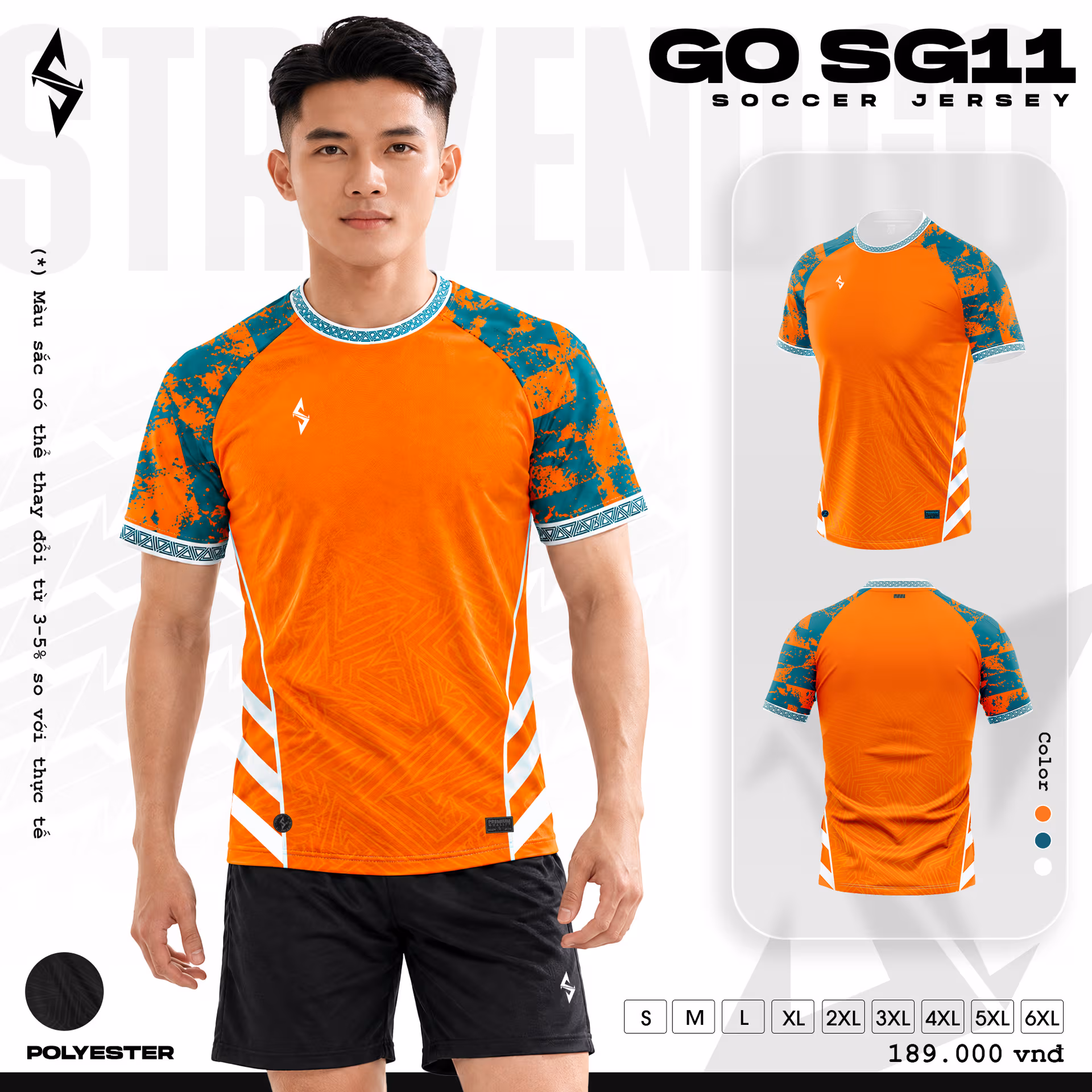 Bộ quần áo bóng đá Strivend Go SG11 Cam