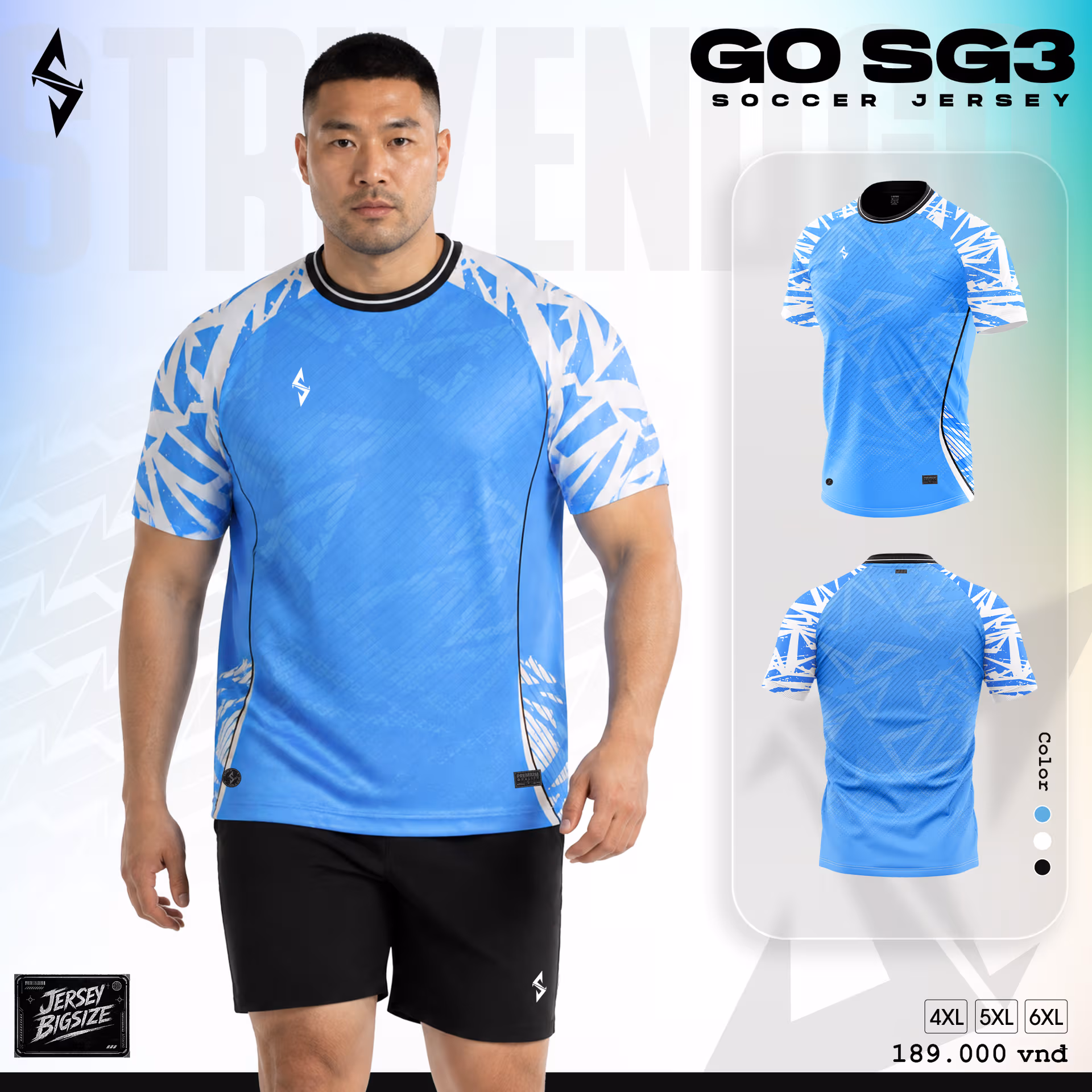 Bộ quần áo bóng đá Strivend GO Big Size SG03 Xanh Ya