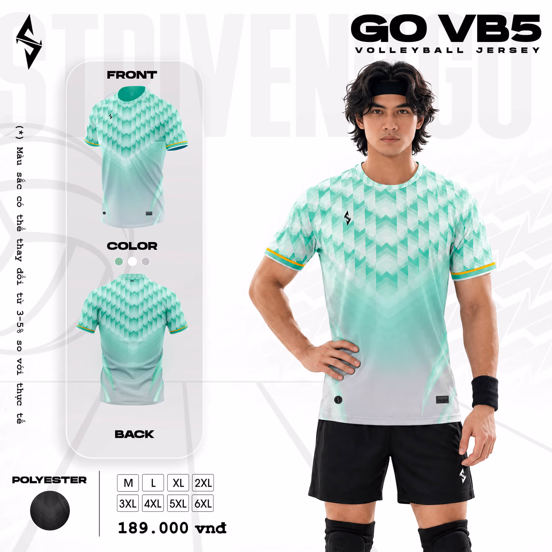 Quần áo bóng chuyền Nam Strivend GO VB05 Mint Xám