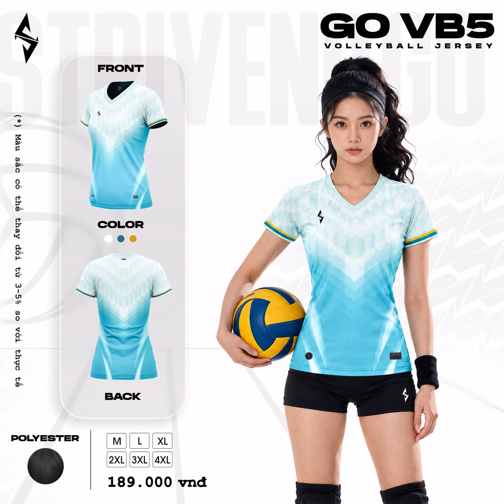 Quần áo bóng chuyền Nữ Strivend GO VB05 Thiên Thanh
