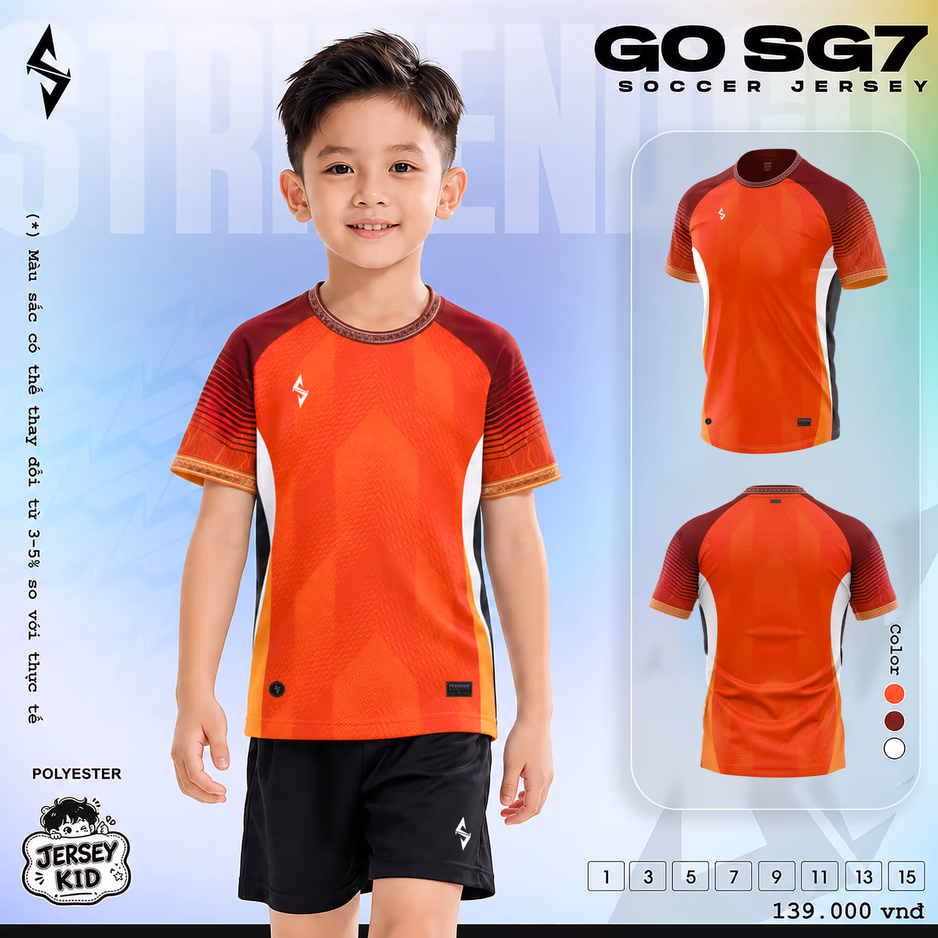 Bộ quần áo bóng đá trẻ em Strivend Go Kid SG07 Đỏ