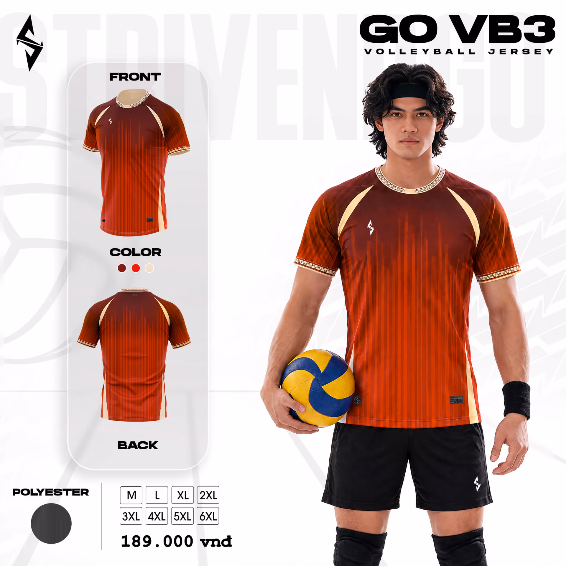 Quần áo bóng chuyền Nam Strivend GO VB03 Đỏ