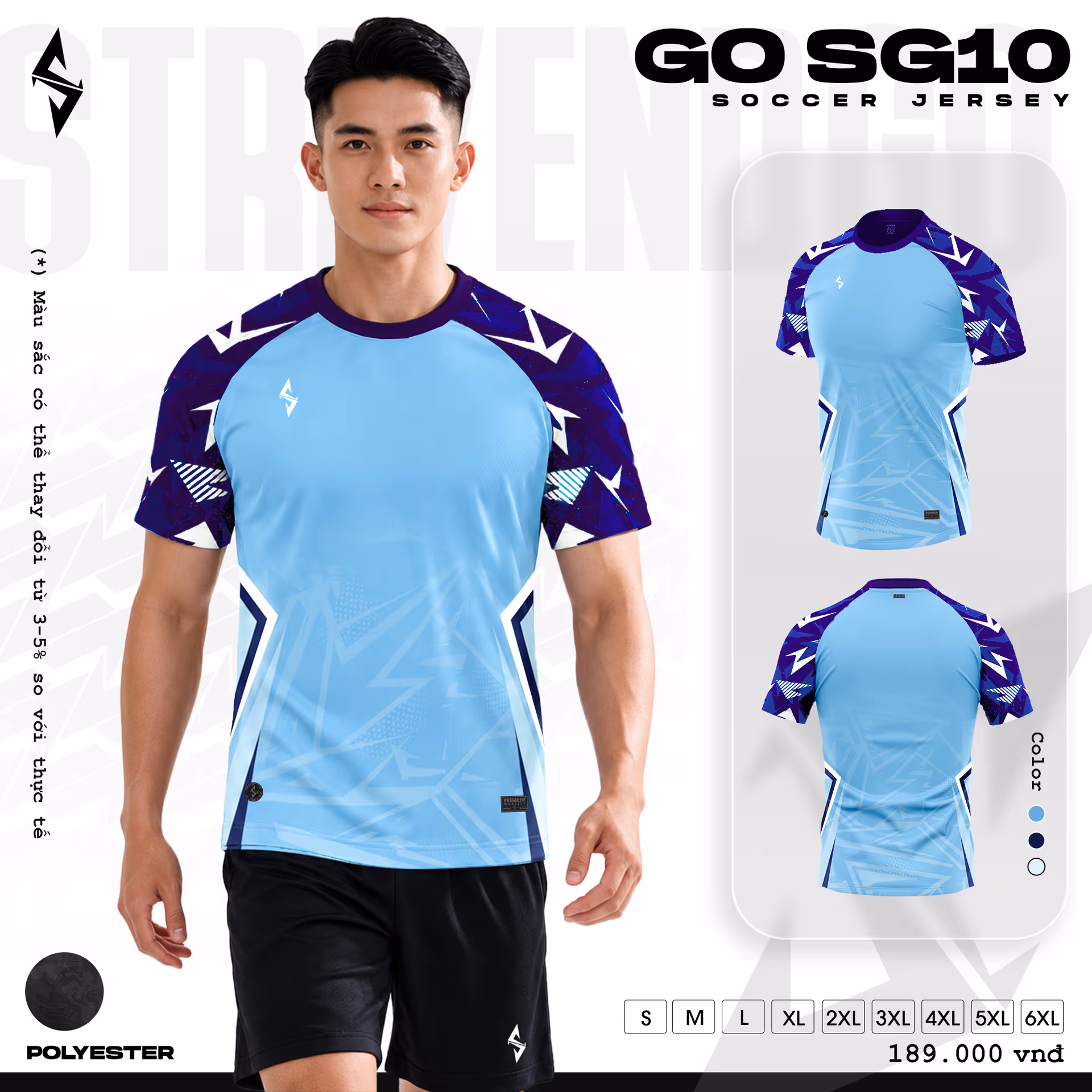 Bộ quần áo bóng đá Strivend Go SG10 Xanh Biển