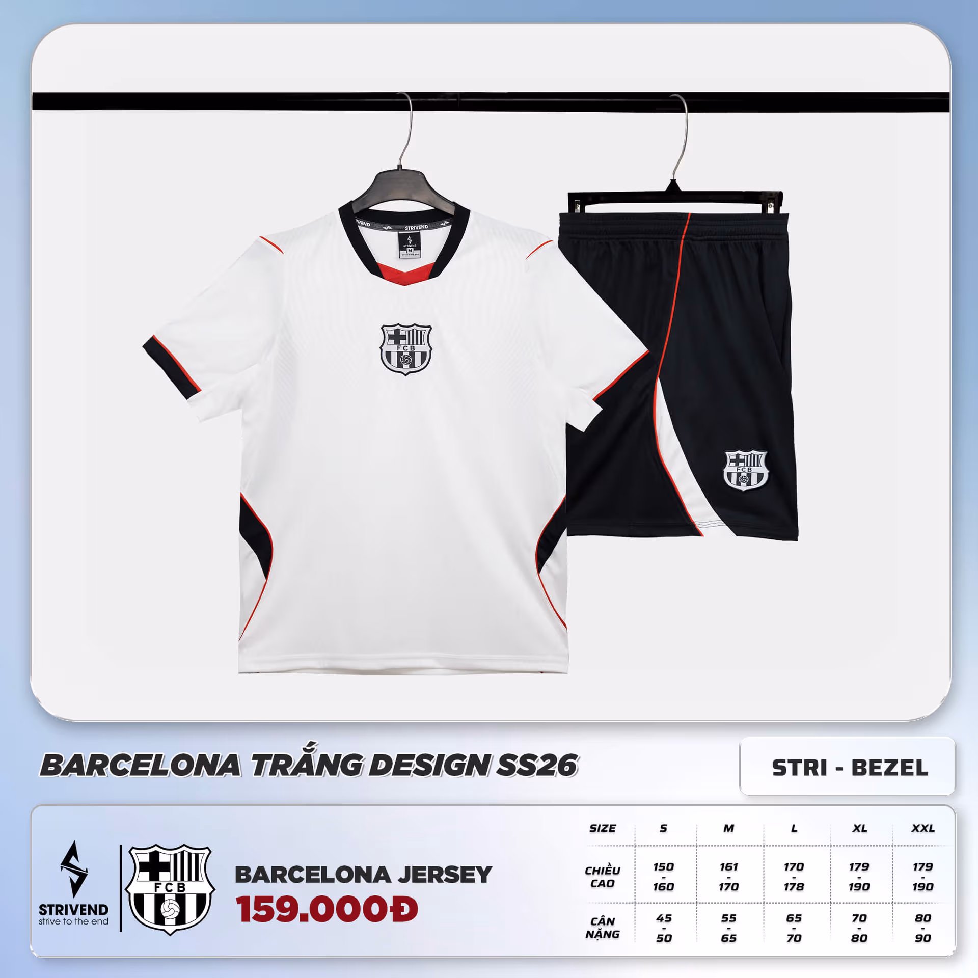 Bộ Quần Áo Bóng Đá Strivend Barcelona Trắng Design SS26