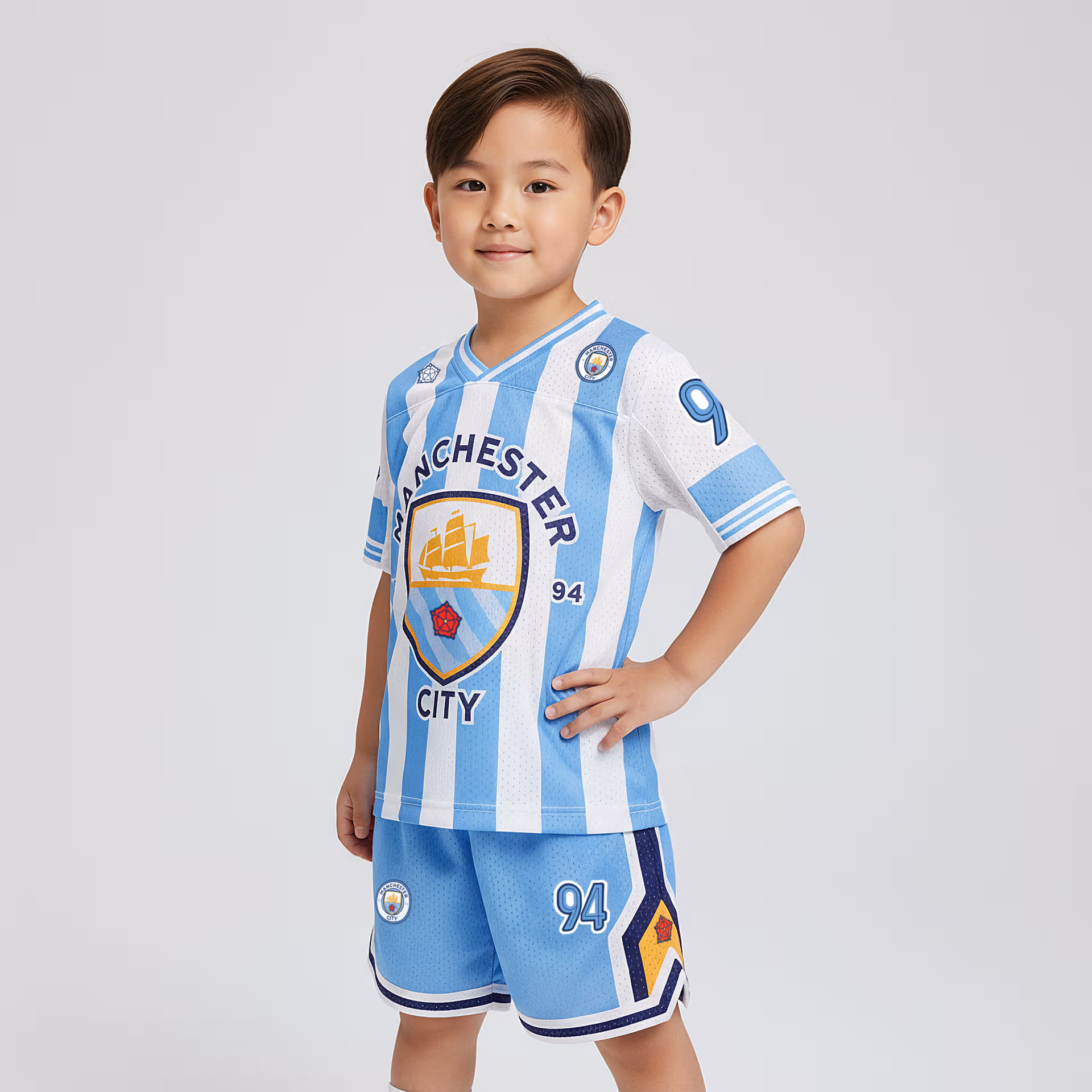 Quần áo Strivend Jersey Kid MC Trắng Xanh Design SS26