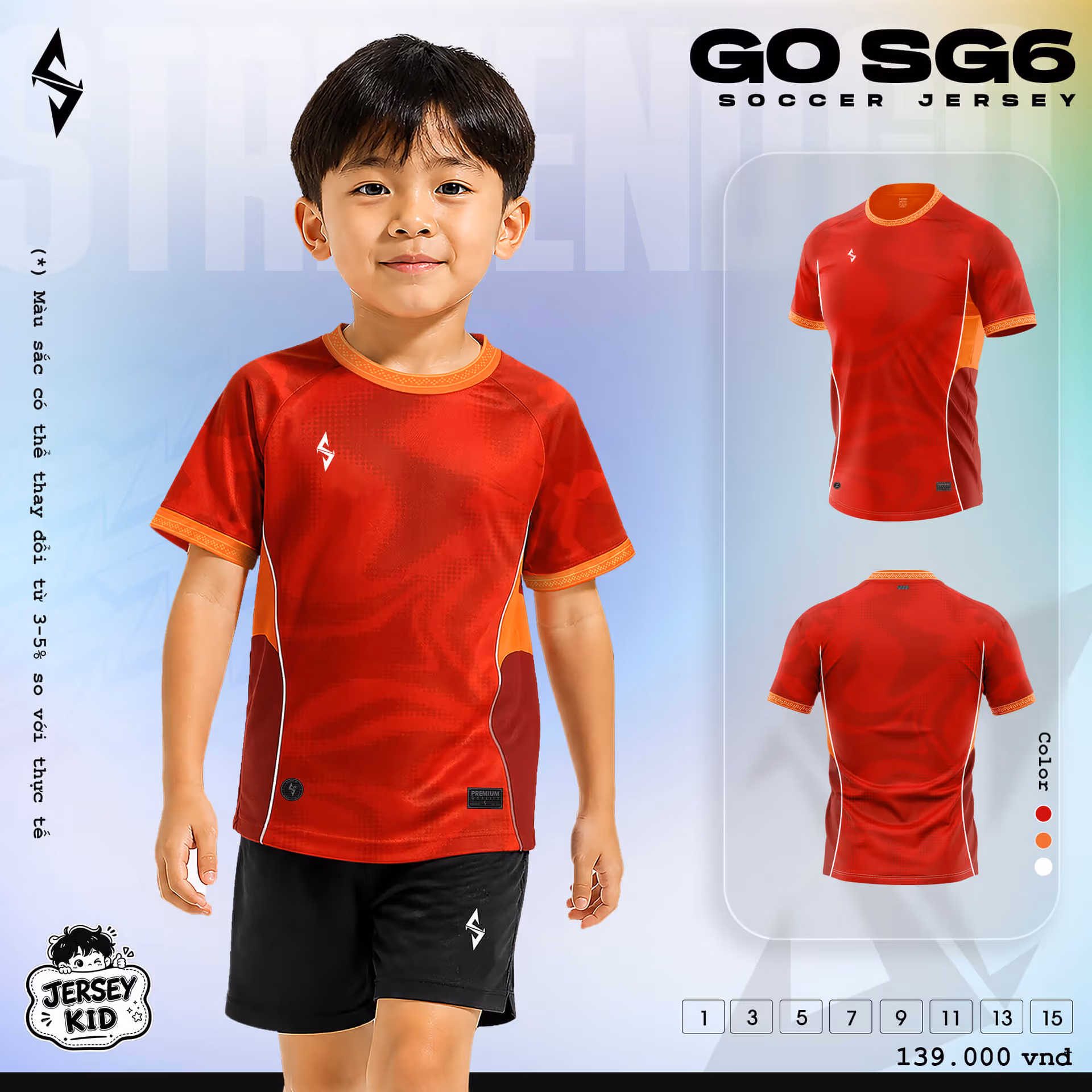 Bộ quần áo bóng đá trẻ em Strivend Go Kid SG06 Đỏ