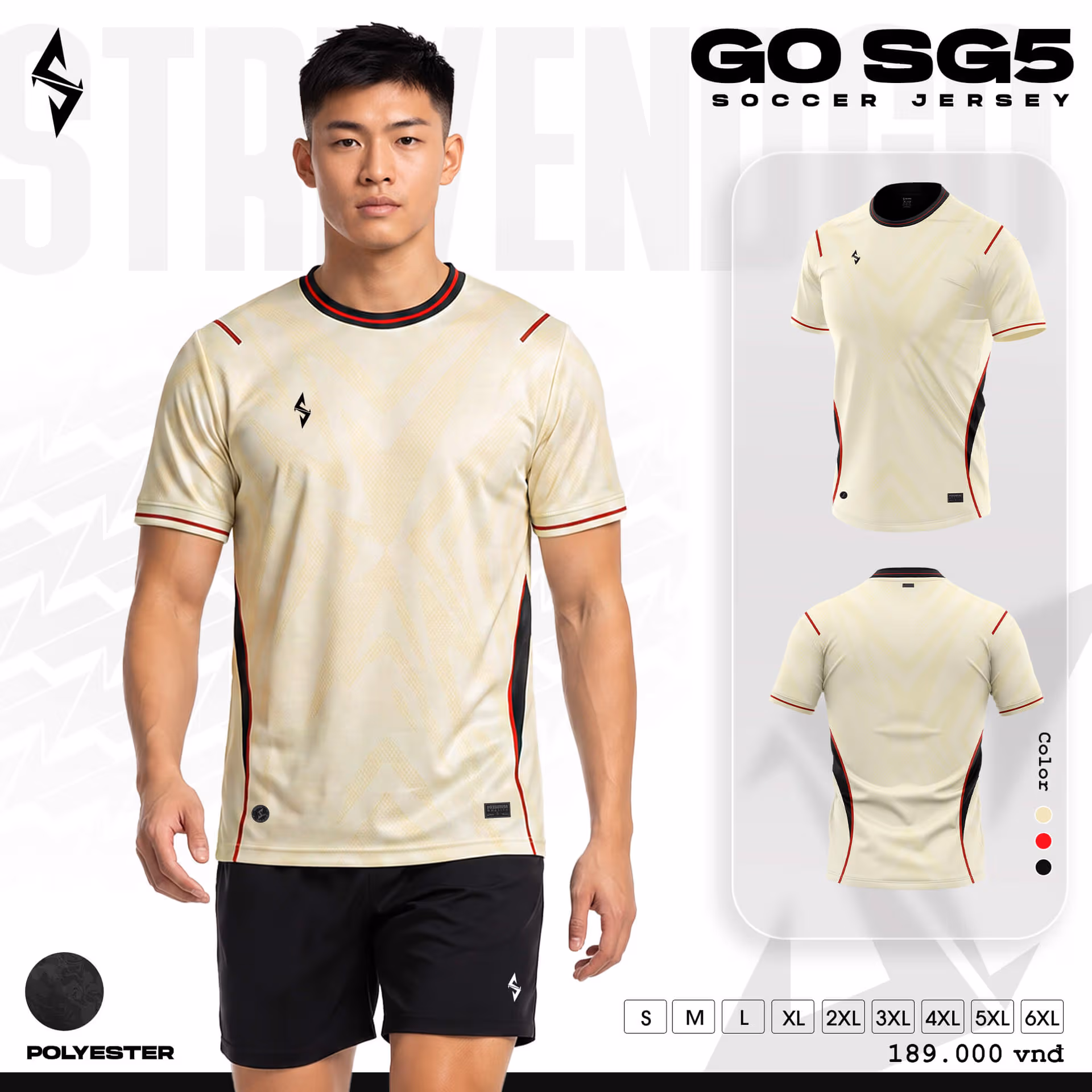 Bộ quần áo bóng đá Strivend Go SG05 Kem