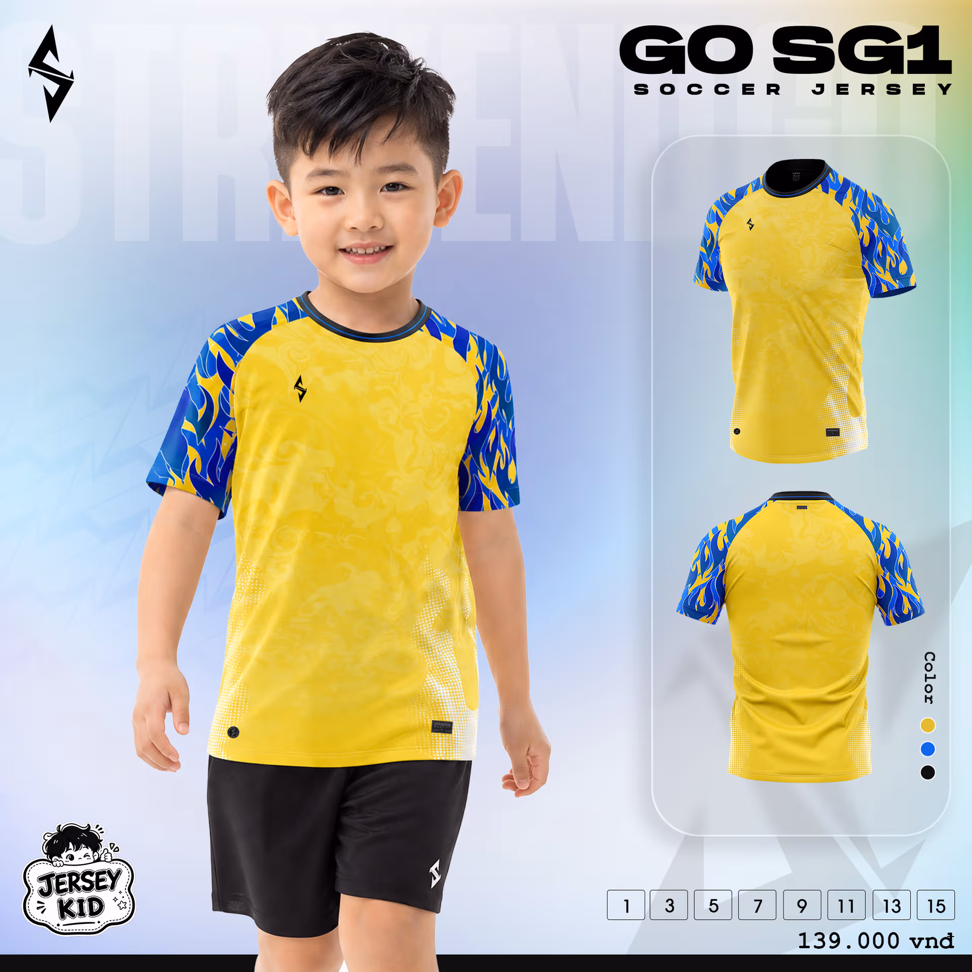 Quấn áo bóng đá trẻ em Strivend Go Kid SG01 Vàng