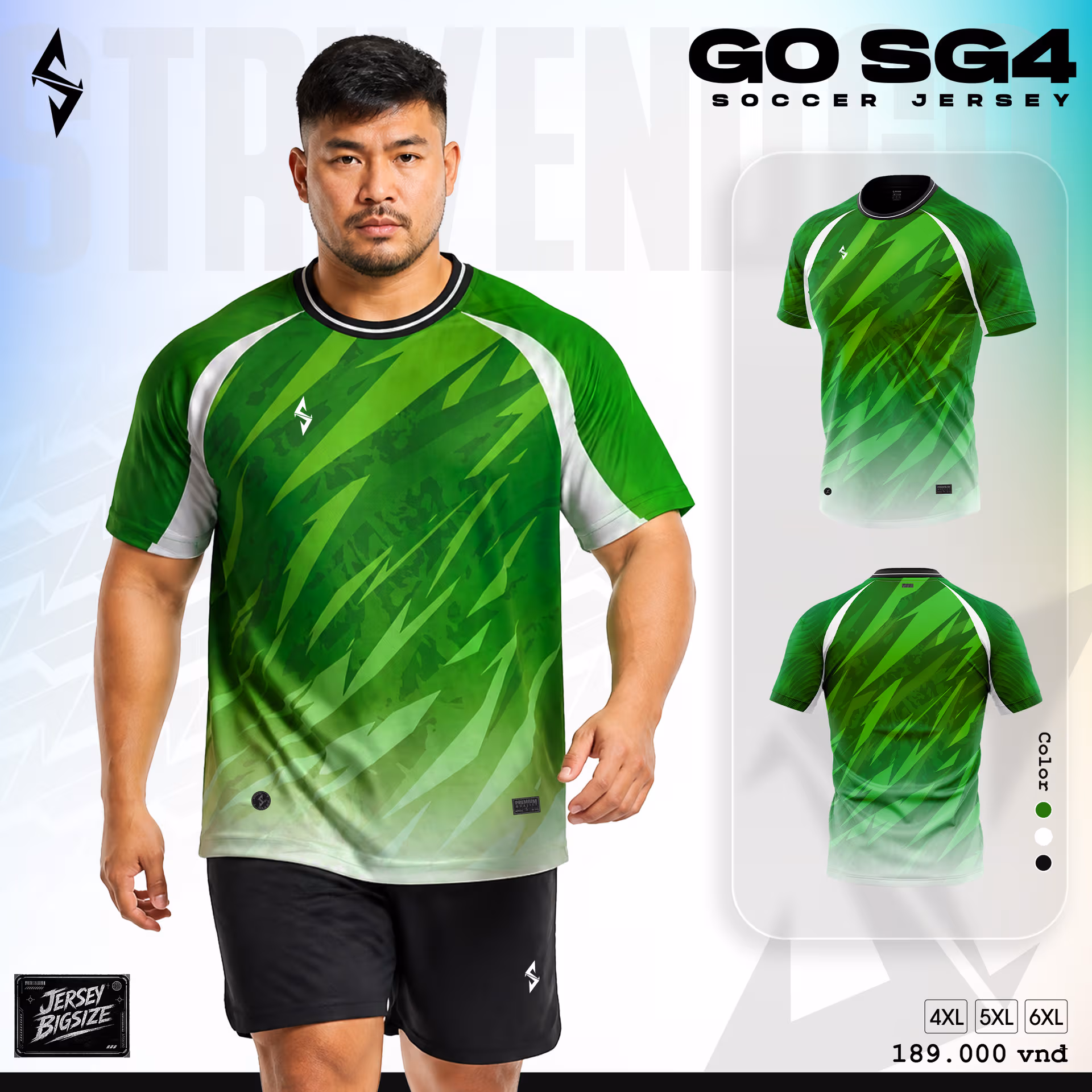 Bộ quần áo bóng đá Strivend Go Big Size SG04 Xanh Lá