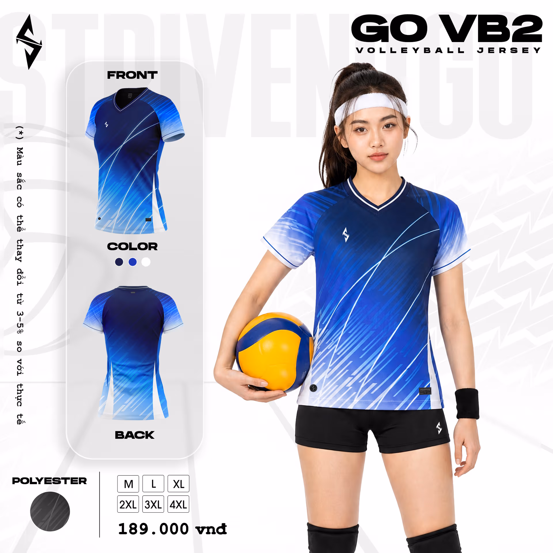 Quần áo bóng chuyền Nữ Strivend GO VB02 Xanh Đen